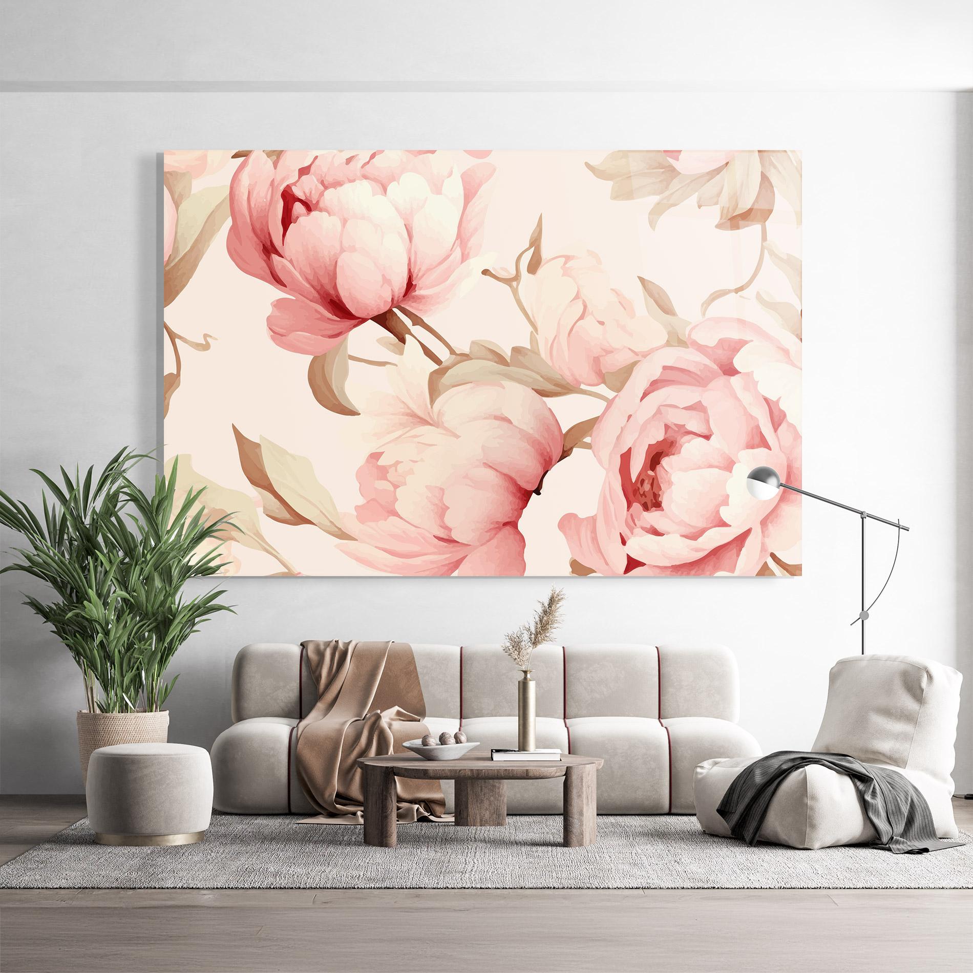 Tablou Sticla Pastel Peony mockup 9
