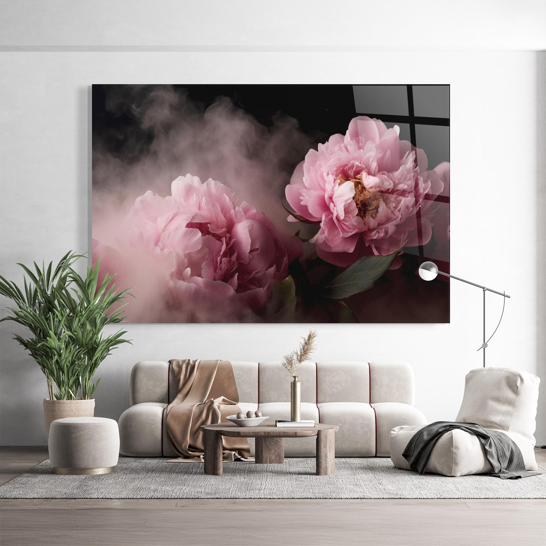 Tablou Sticla Peony In Smoke mockup 9