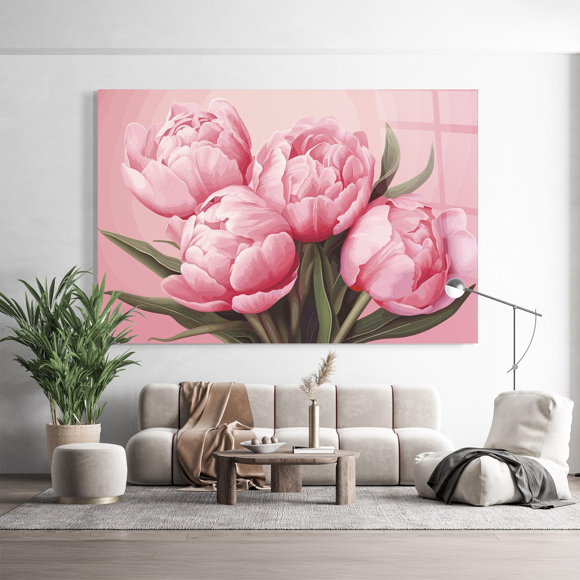 Tablou Sticla Peony On Pink mockup 9