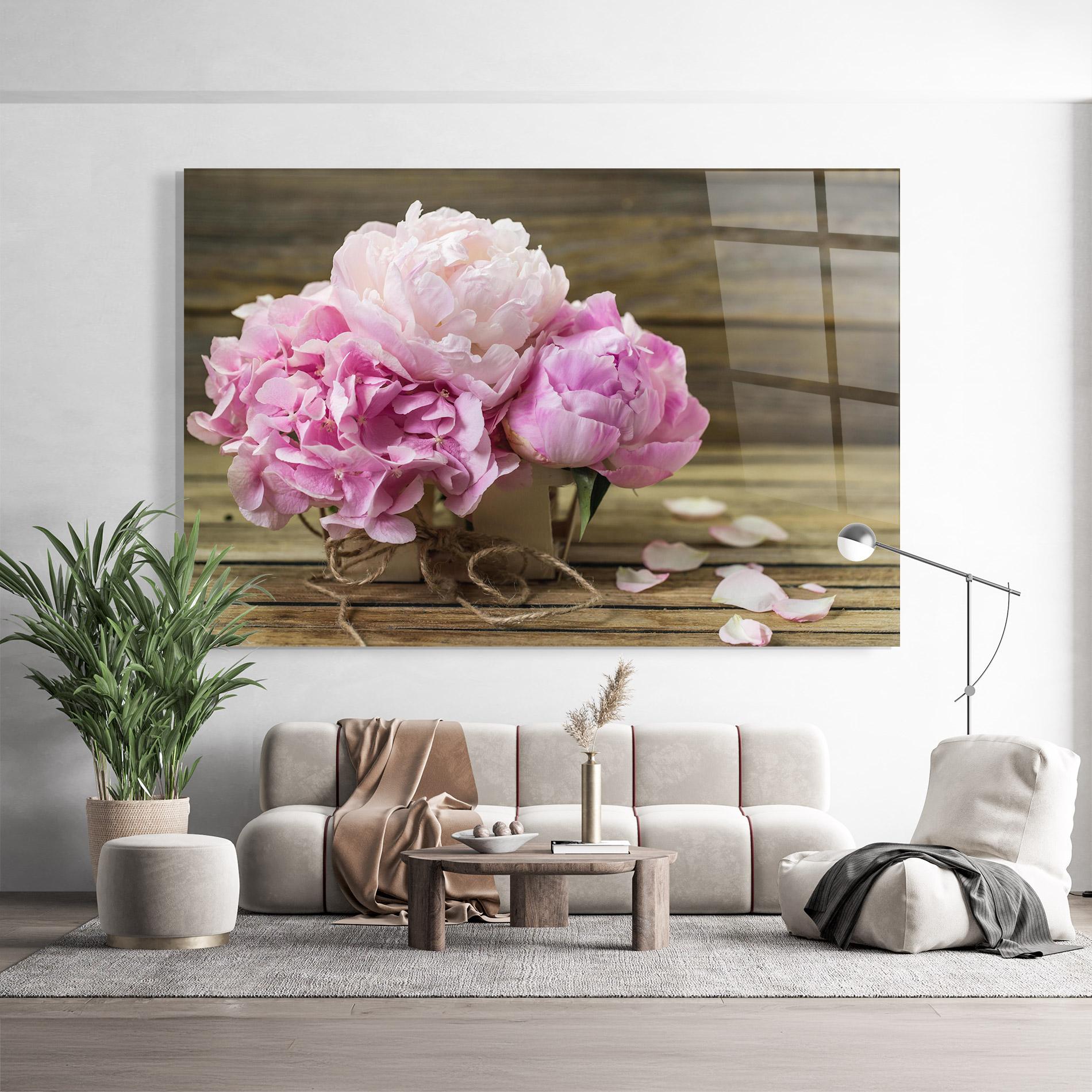 Tablou Sticla Peony On Table mockup 9