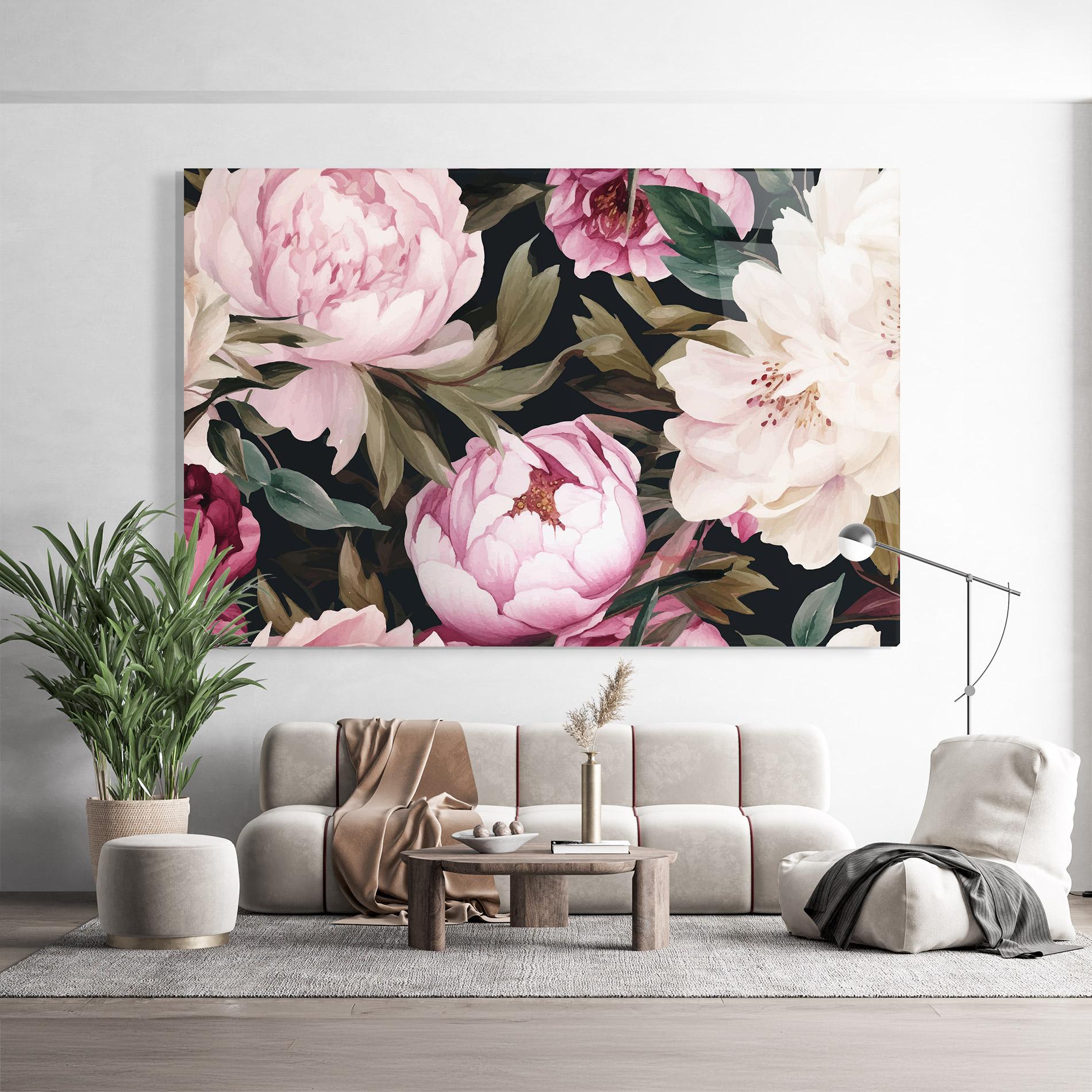 Tablou Sticla Peony Paint mockup 9
