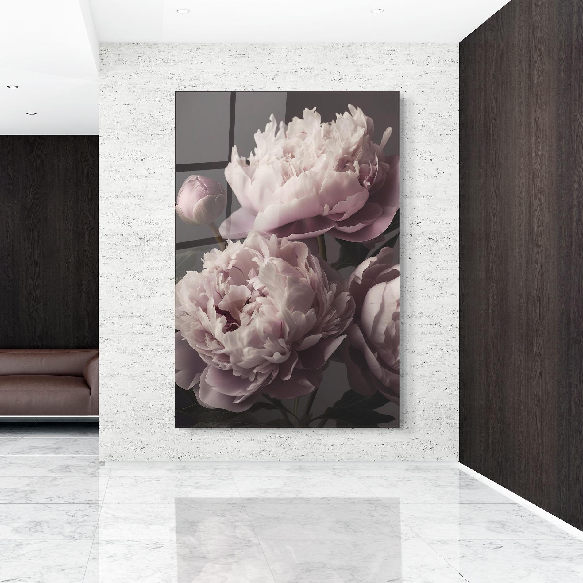 Tablou Sticla Grey Pastel Pink Peony mockup 9