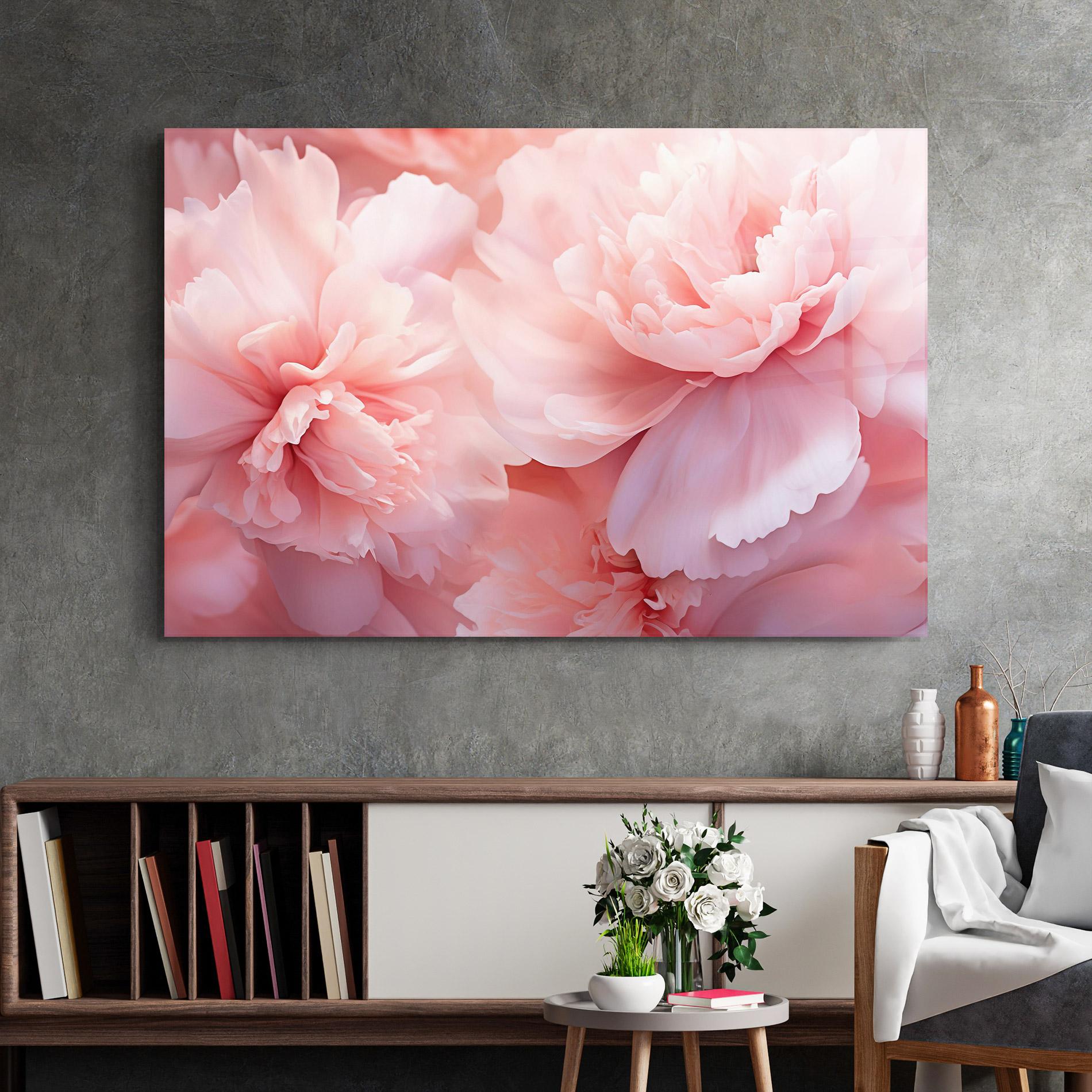 Tablou Sticla Close Up Dreamy Peony mockup 2