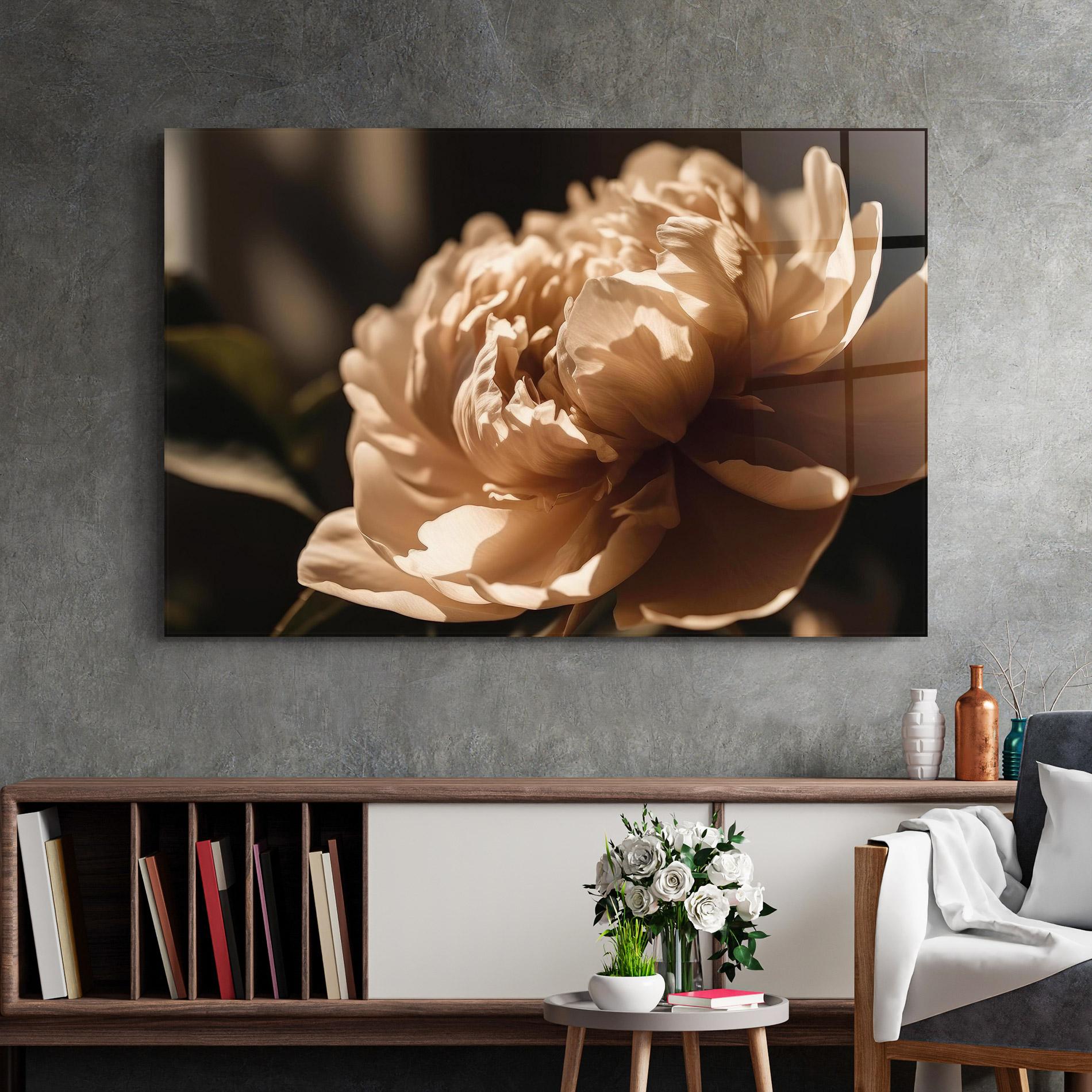 Tablou Sticla Cream Peony mockup 2