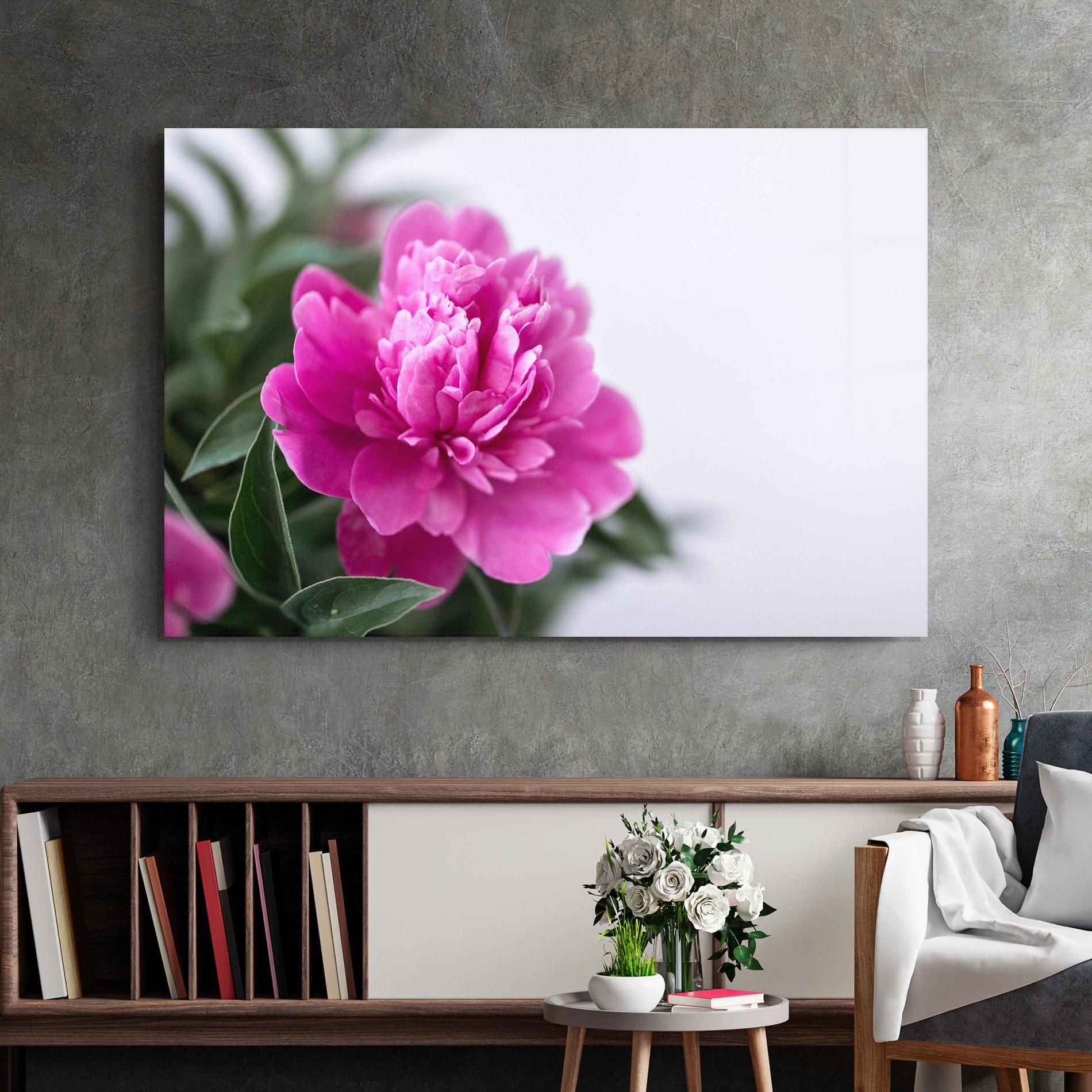 Tablou Sticla Dark Pink Peony mockup 2