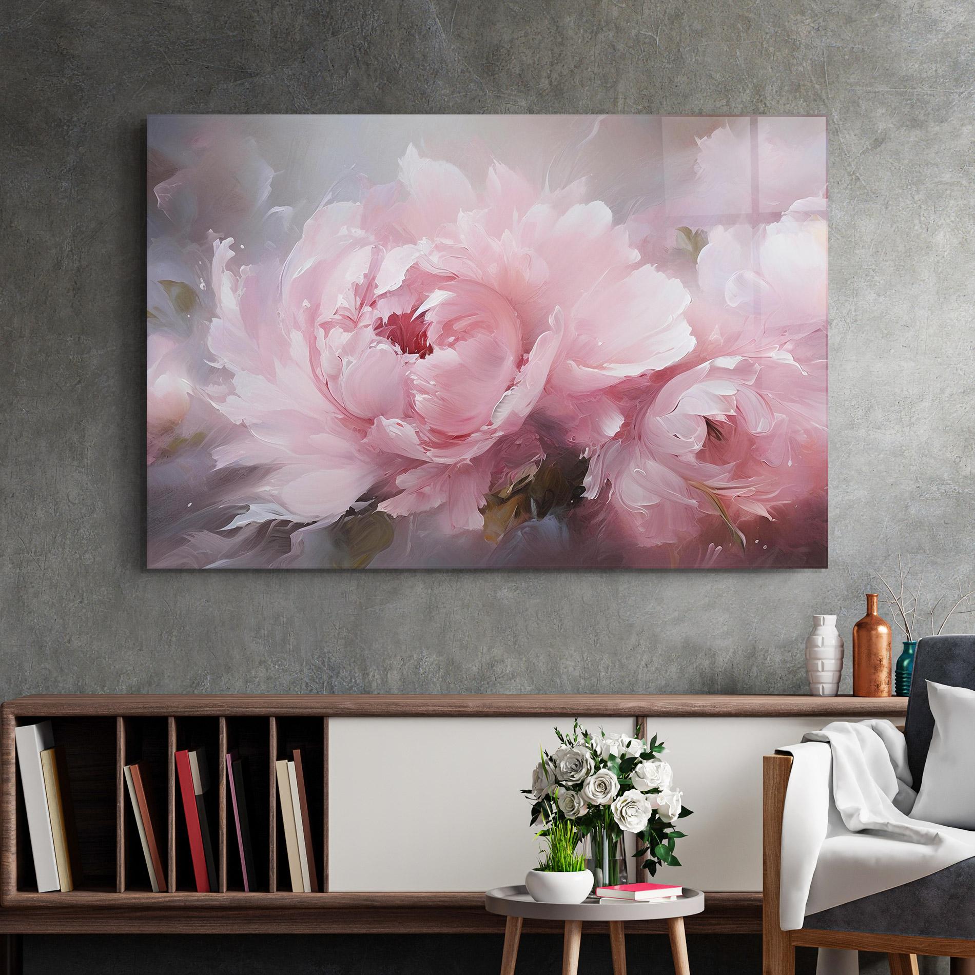 Tablou Sticla Dreamy Painting Peony mockup 2