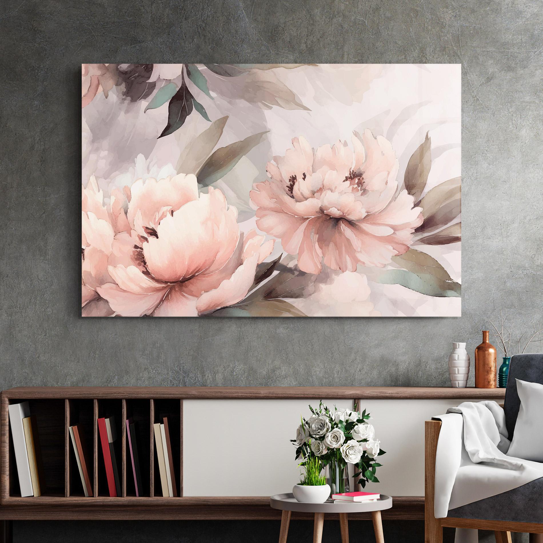 Tablou Sticla Dreamy Peony Art mockup 2