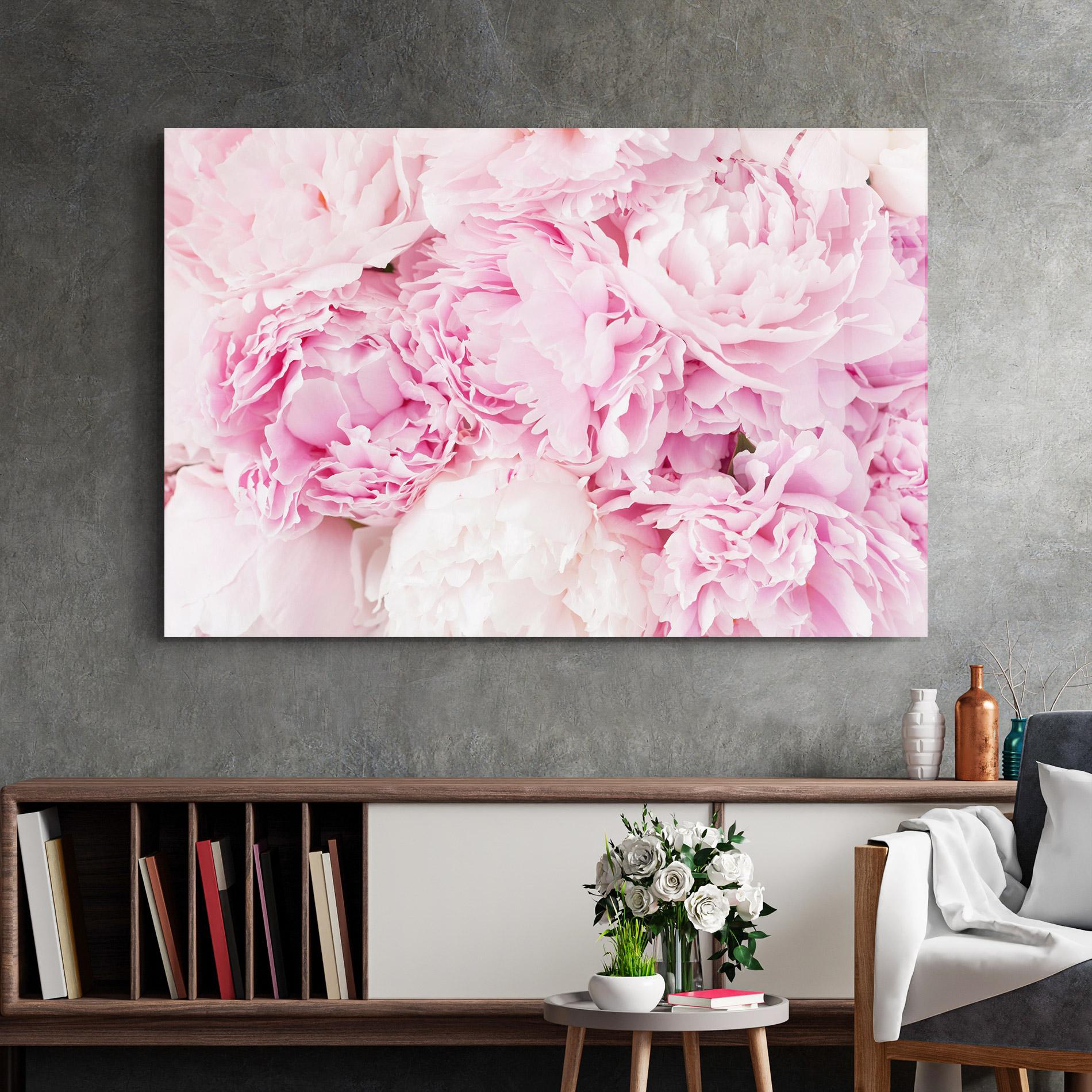 Tablou Sticla Dreamy Pink Pastel Peony mockup 2