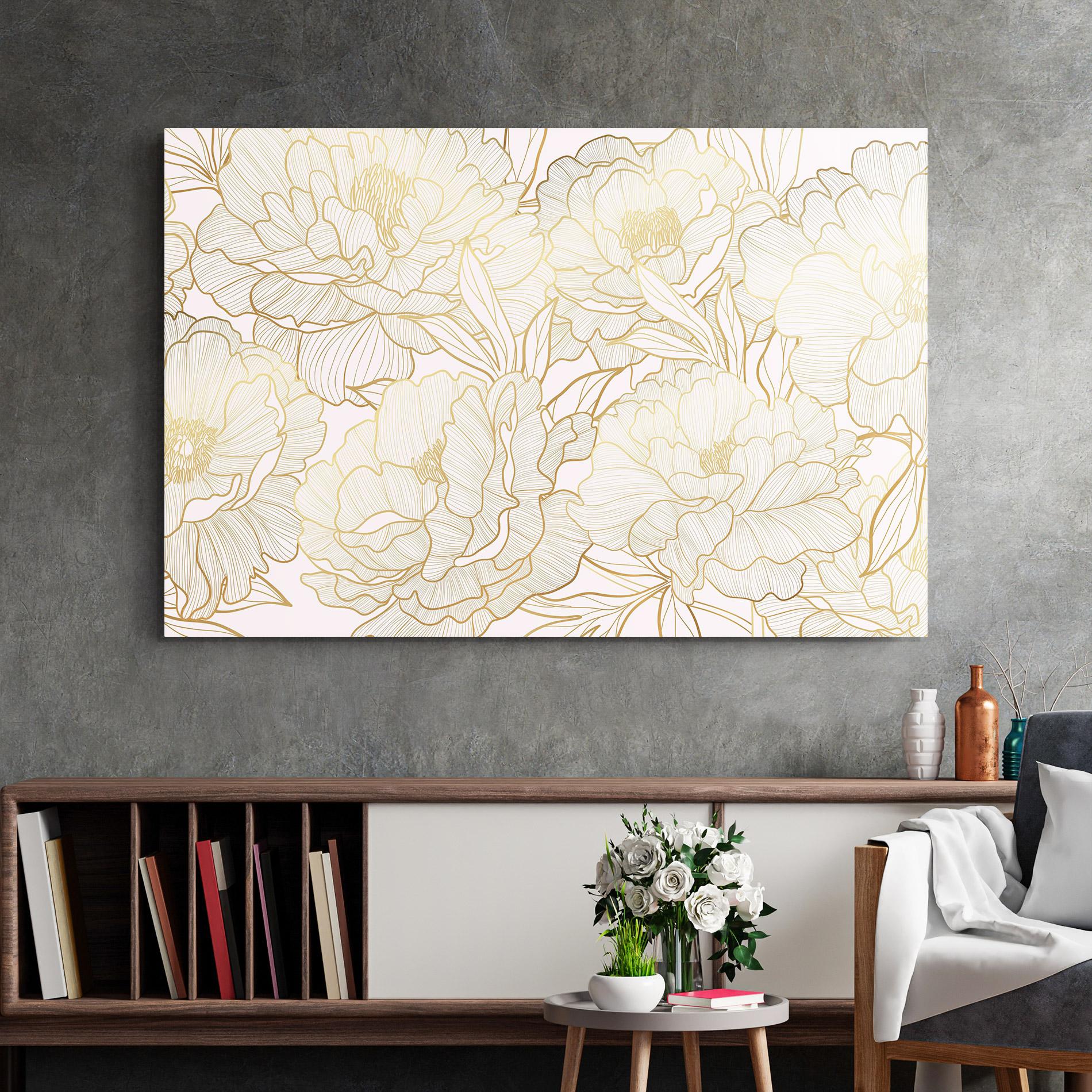 Tablou Sticla Golden Peony mockup 2