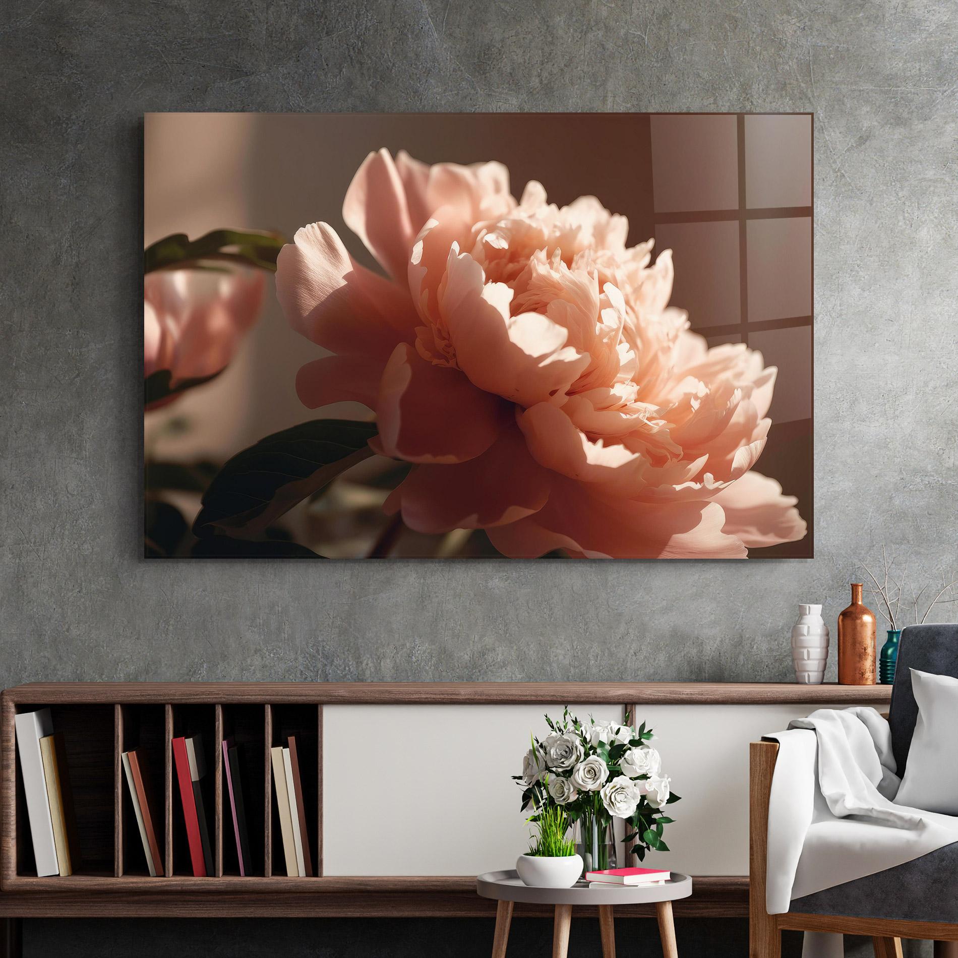 Tablou Sticla Light Orange Peony View mockup 2