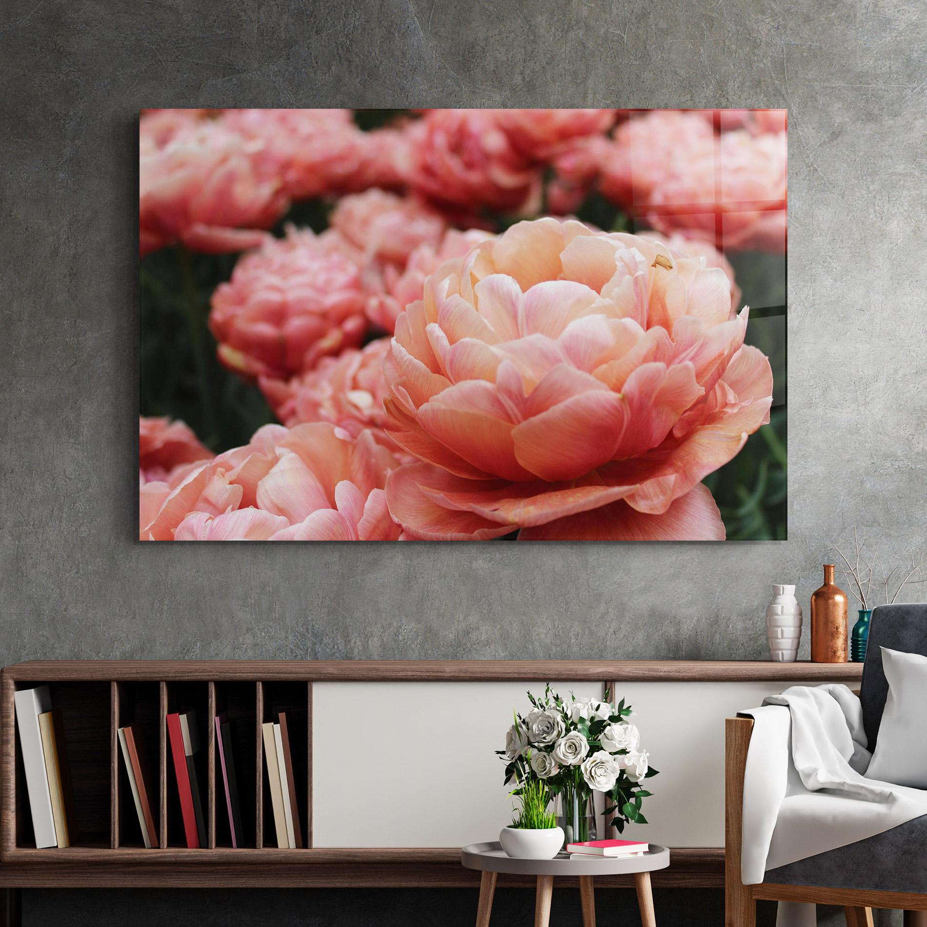 Tablou Sticla Light Orange Peony mockup 2