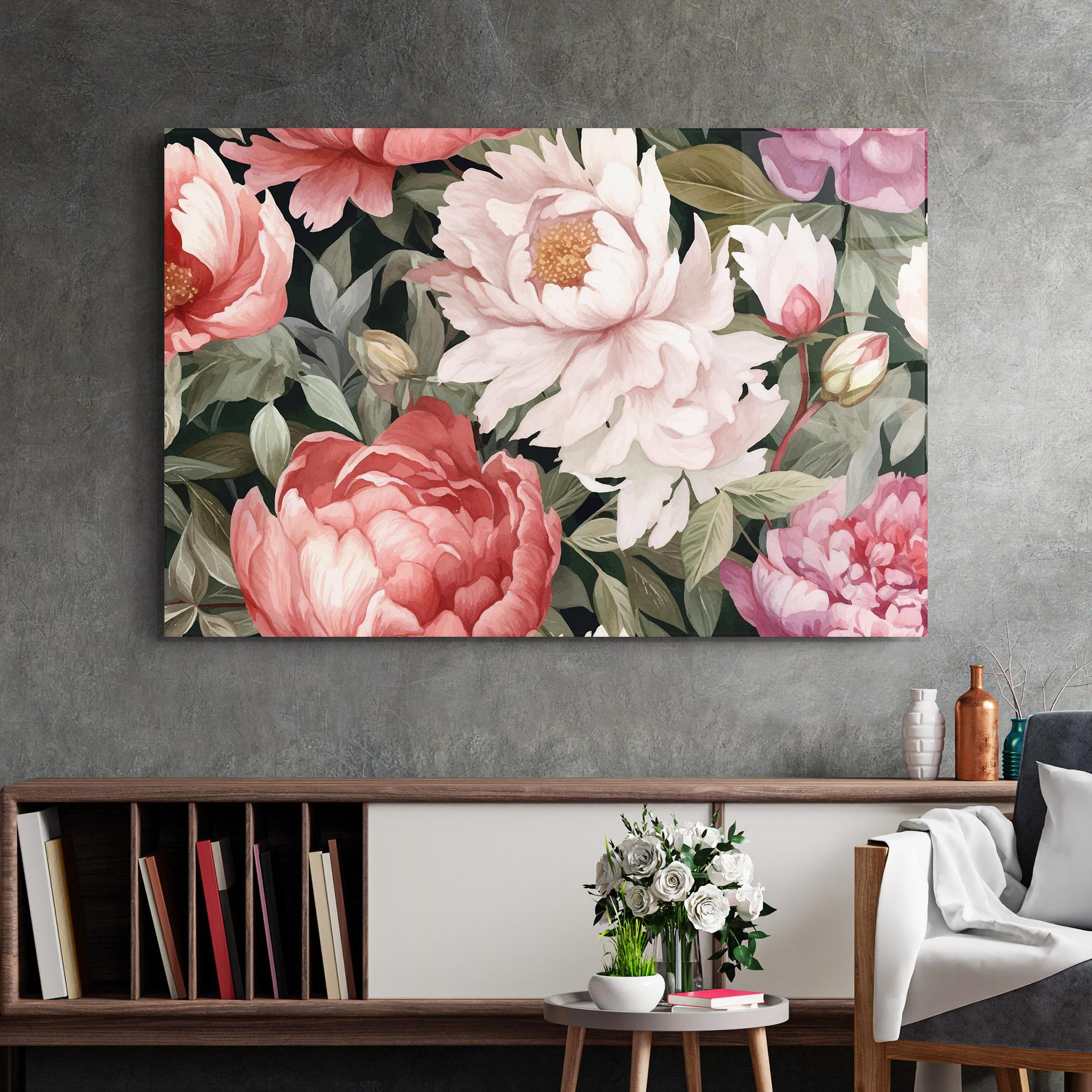 Tablou Sticla Light Peony Art mockup 2
