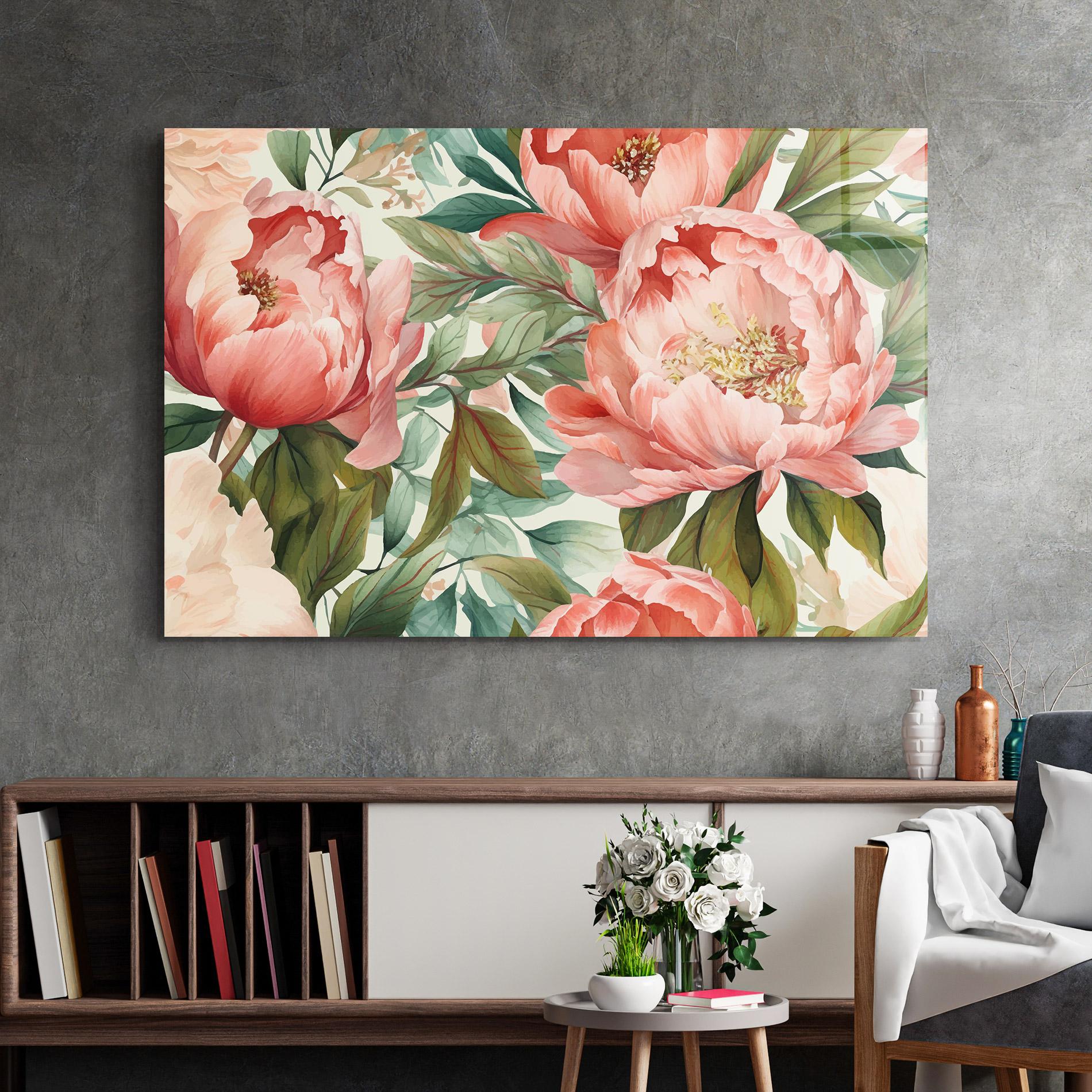 Tablou Sticla Light Red Peony mockup 2