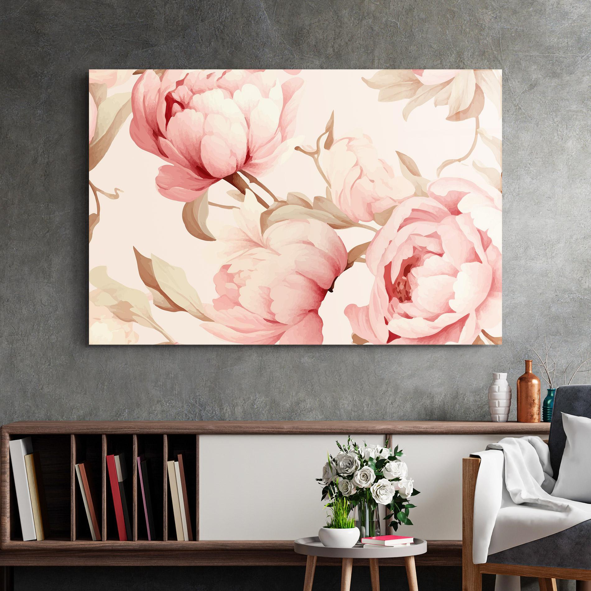 Tablou Sticla Pastel Peony mockup 2