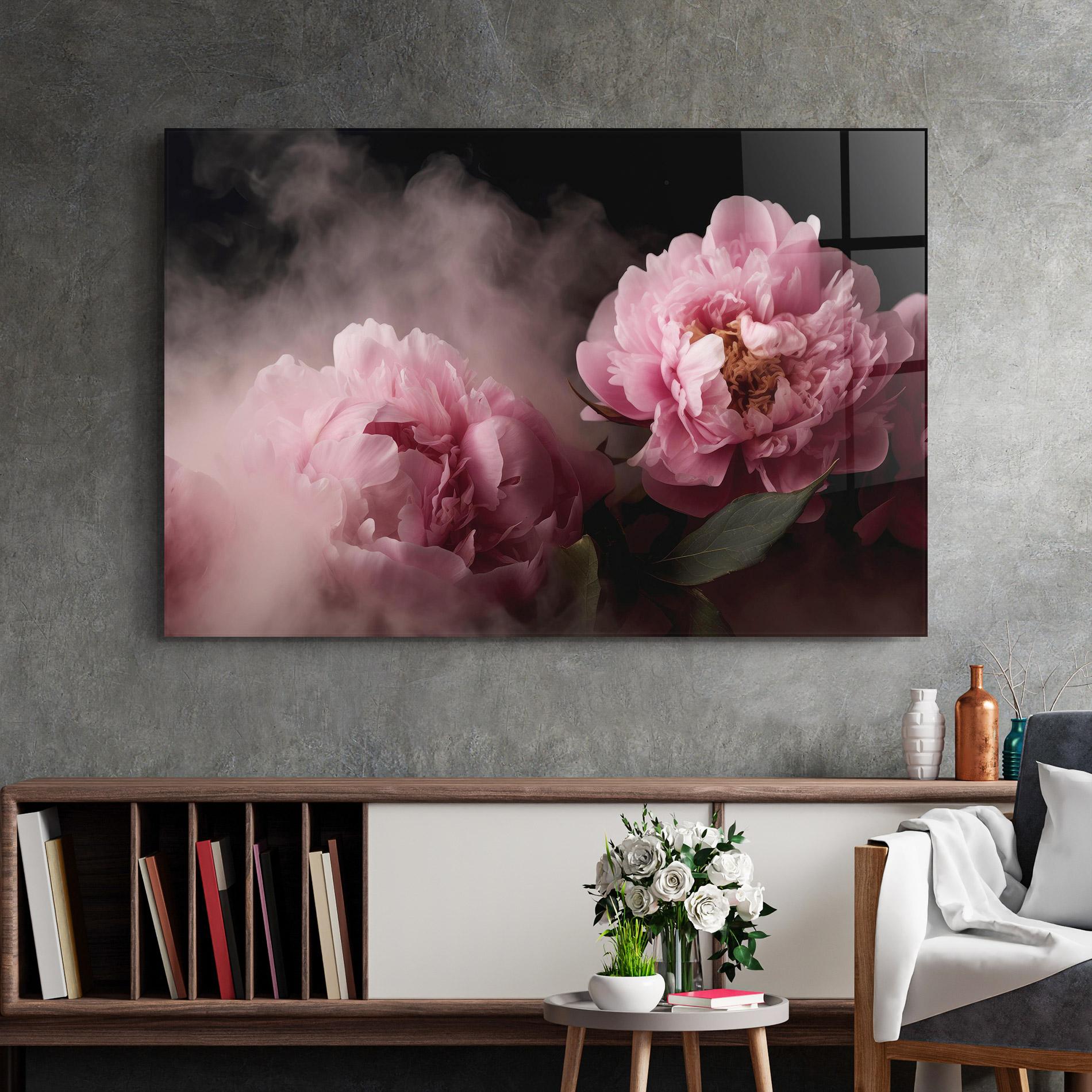 Tablou Sticla Peony In Smoke mockup 2
