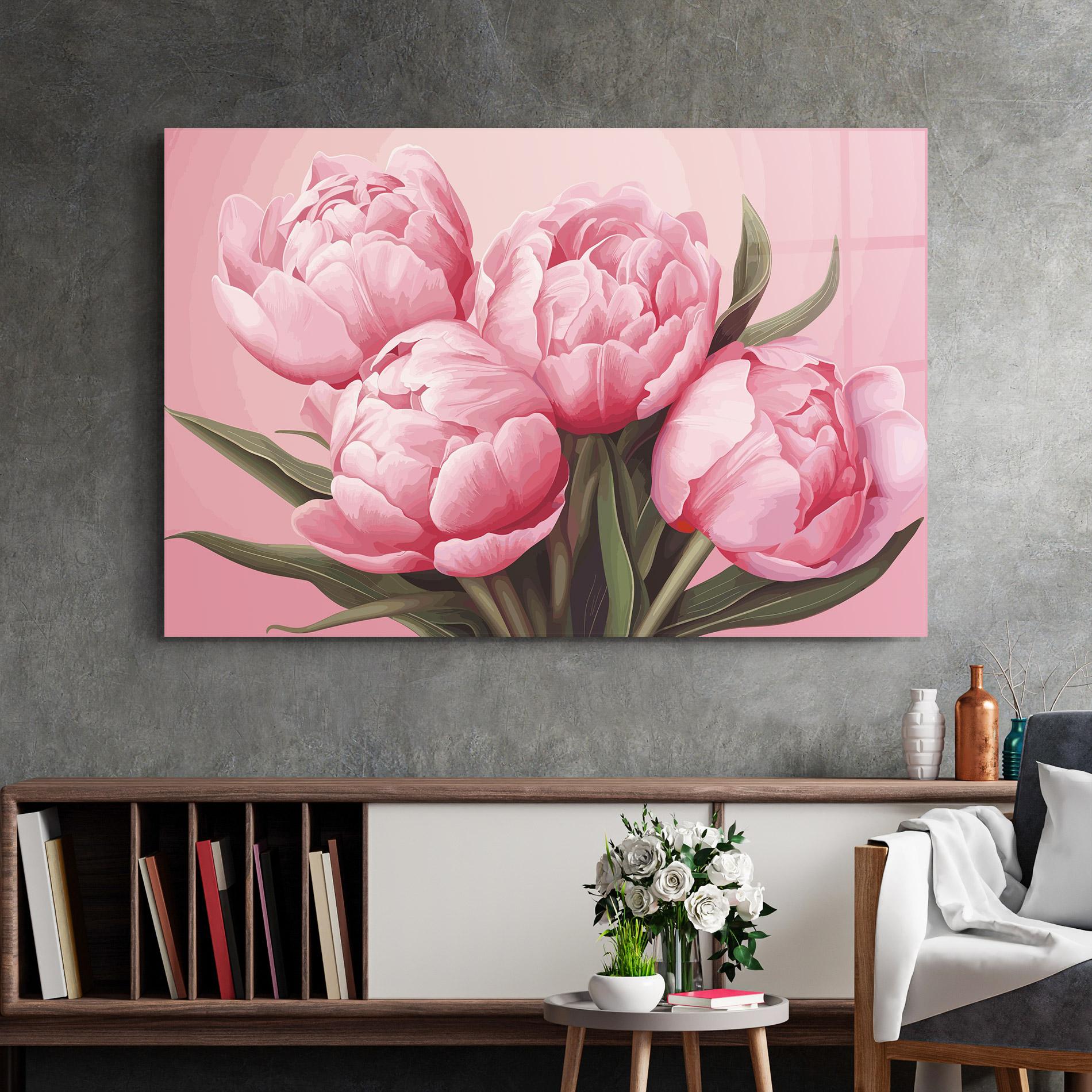 Tablou Sticla Peony On Pink mockup 2