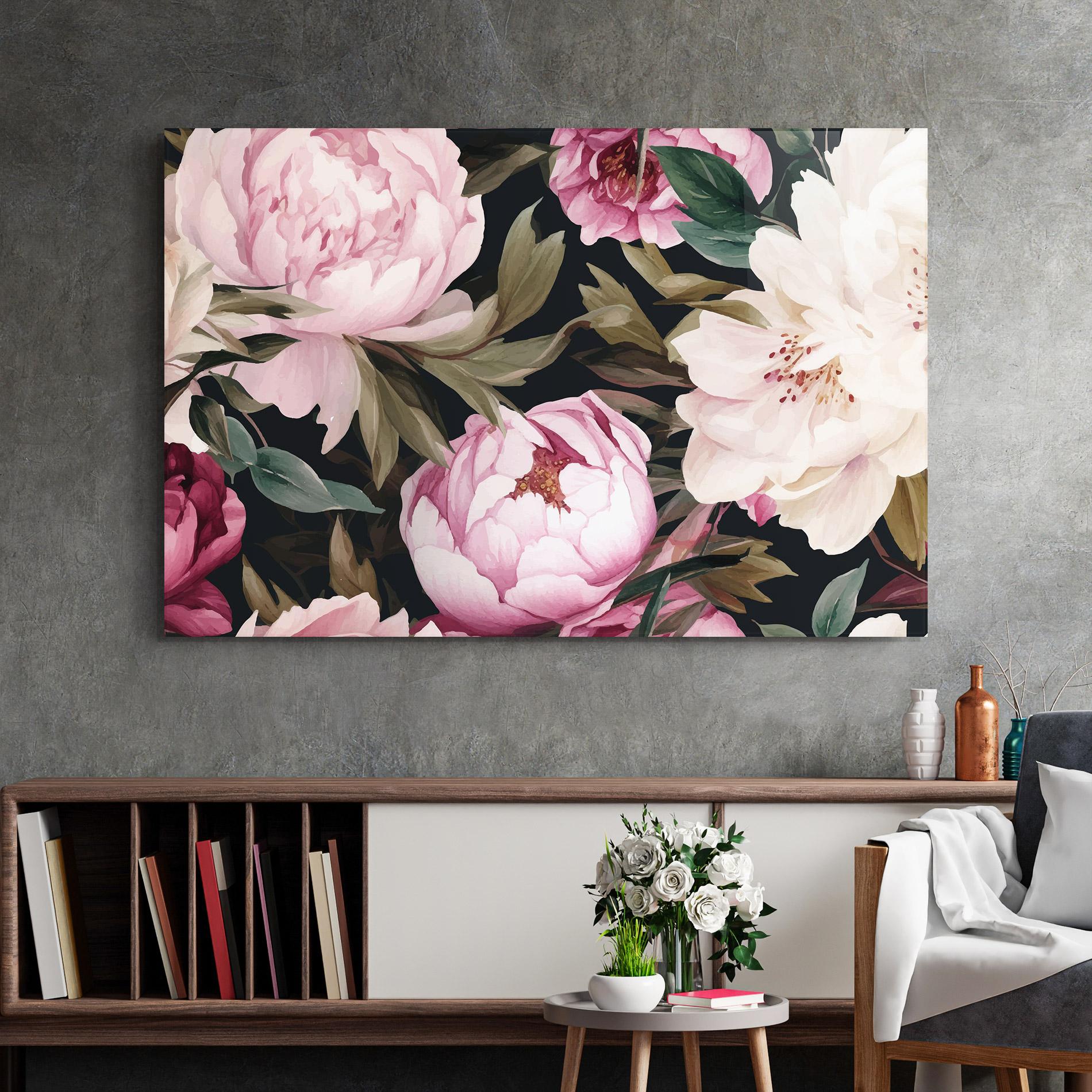 Tablou Sticla Peony Paint mockup 2