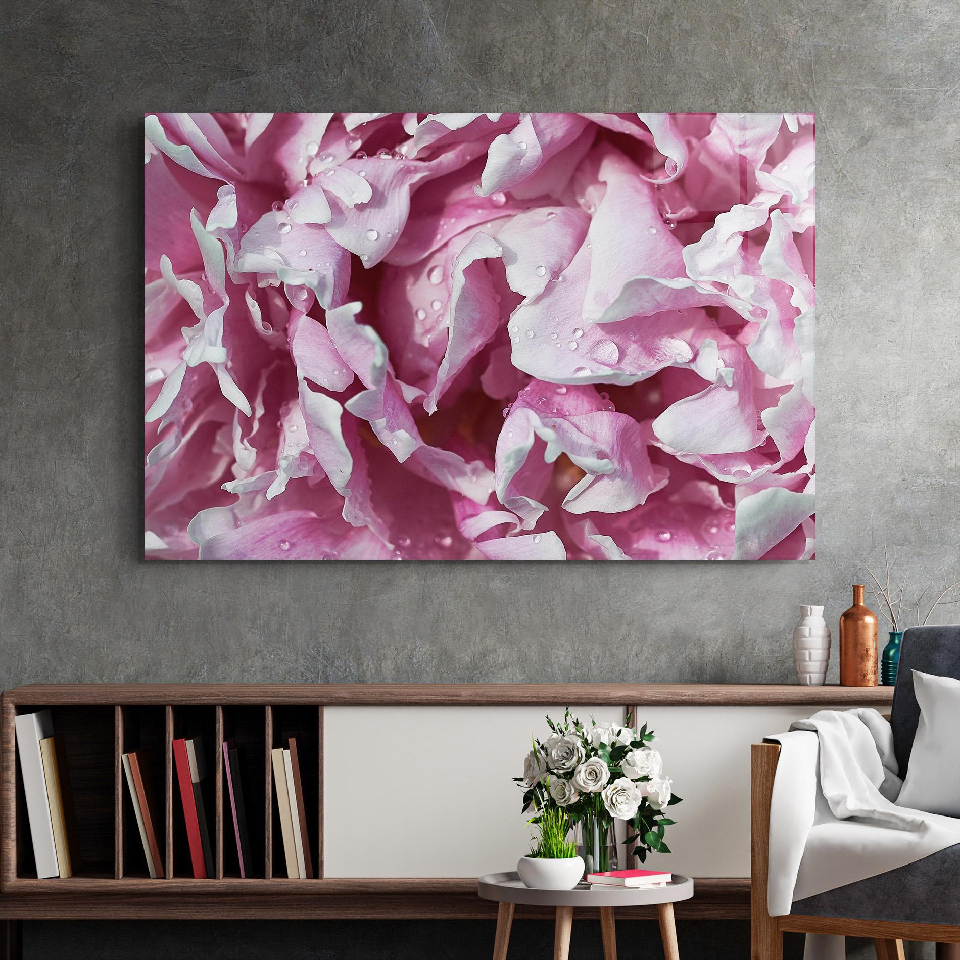 Tablou Sticla Peony Petals mockup 2