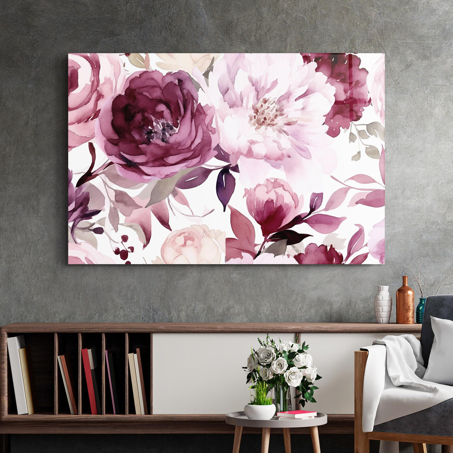 Tablou Sticla Peony Pink Purple mockup 2