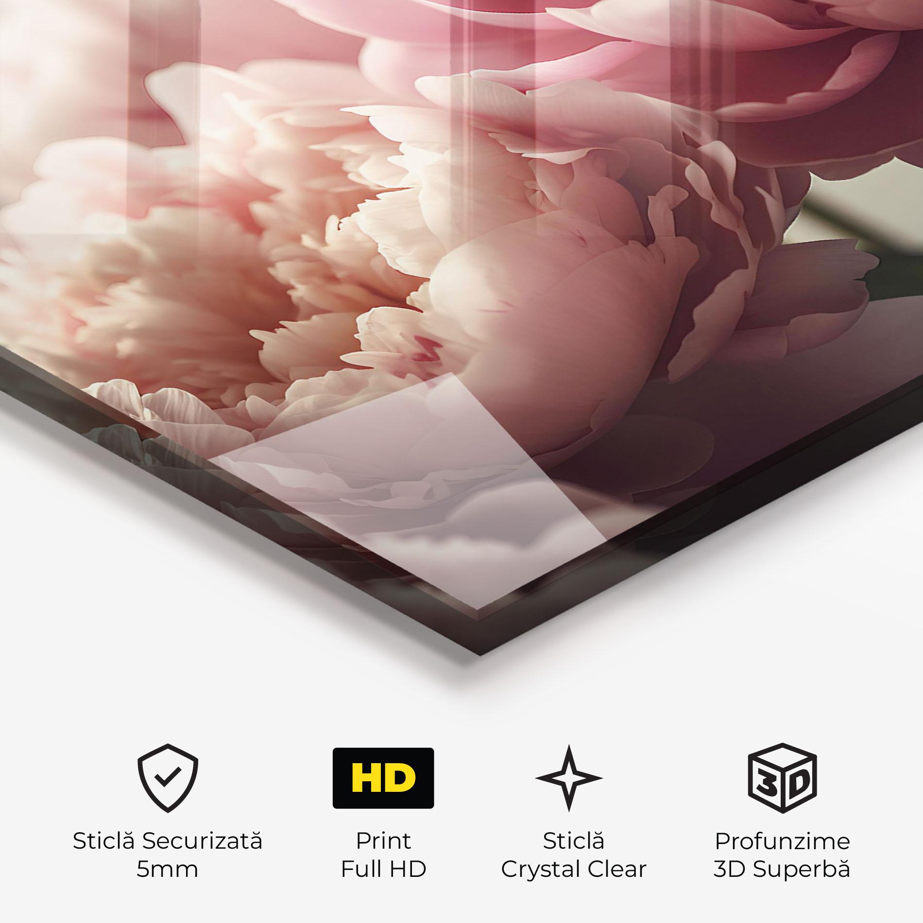 Tablou Sticla Cream Dreamy Peony mockup 3