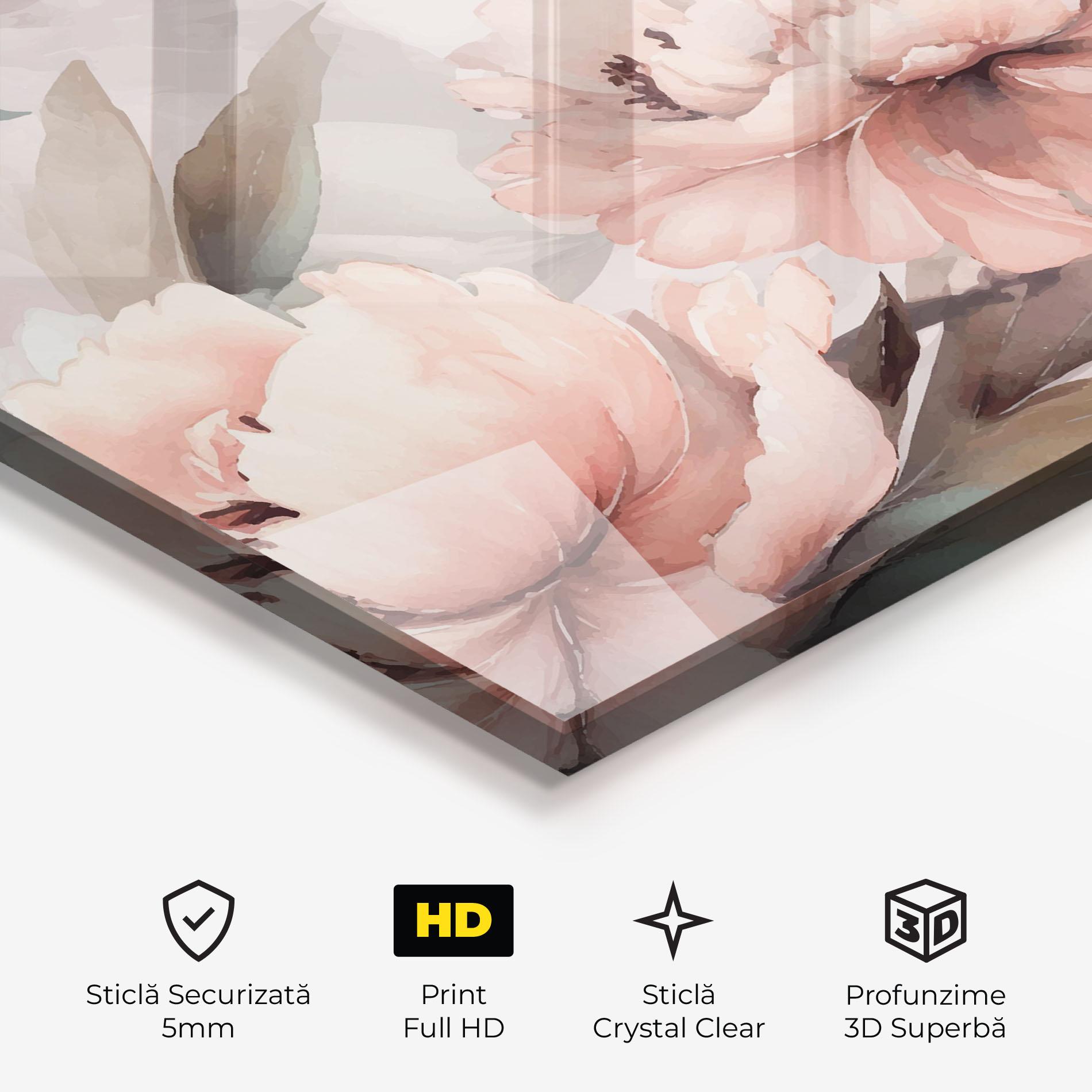 Tablou Sticla Dreamy Peony Art mockup 3