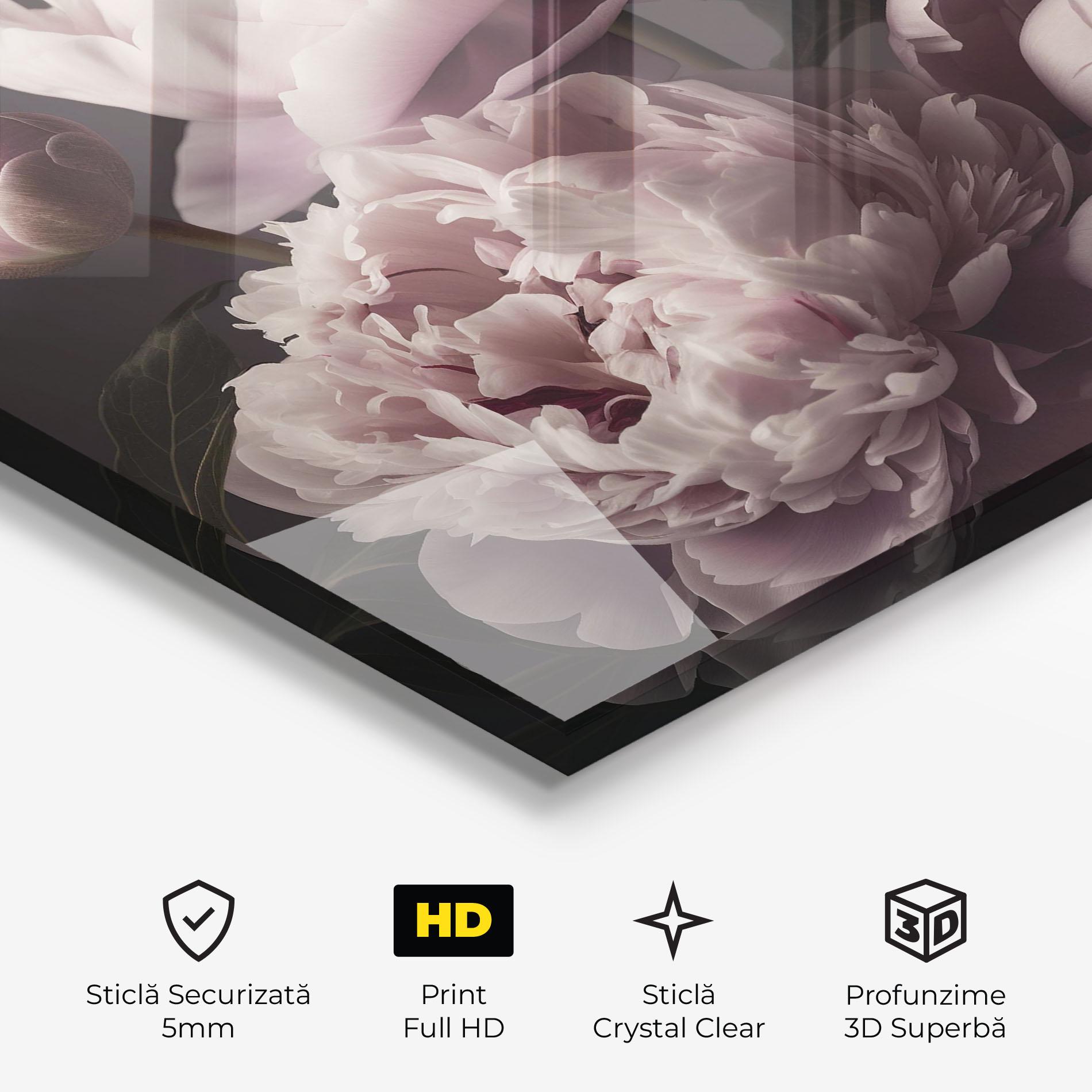 Tablou Sticla Grey Pastel Pink Peony mockup 3