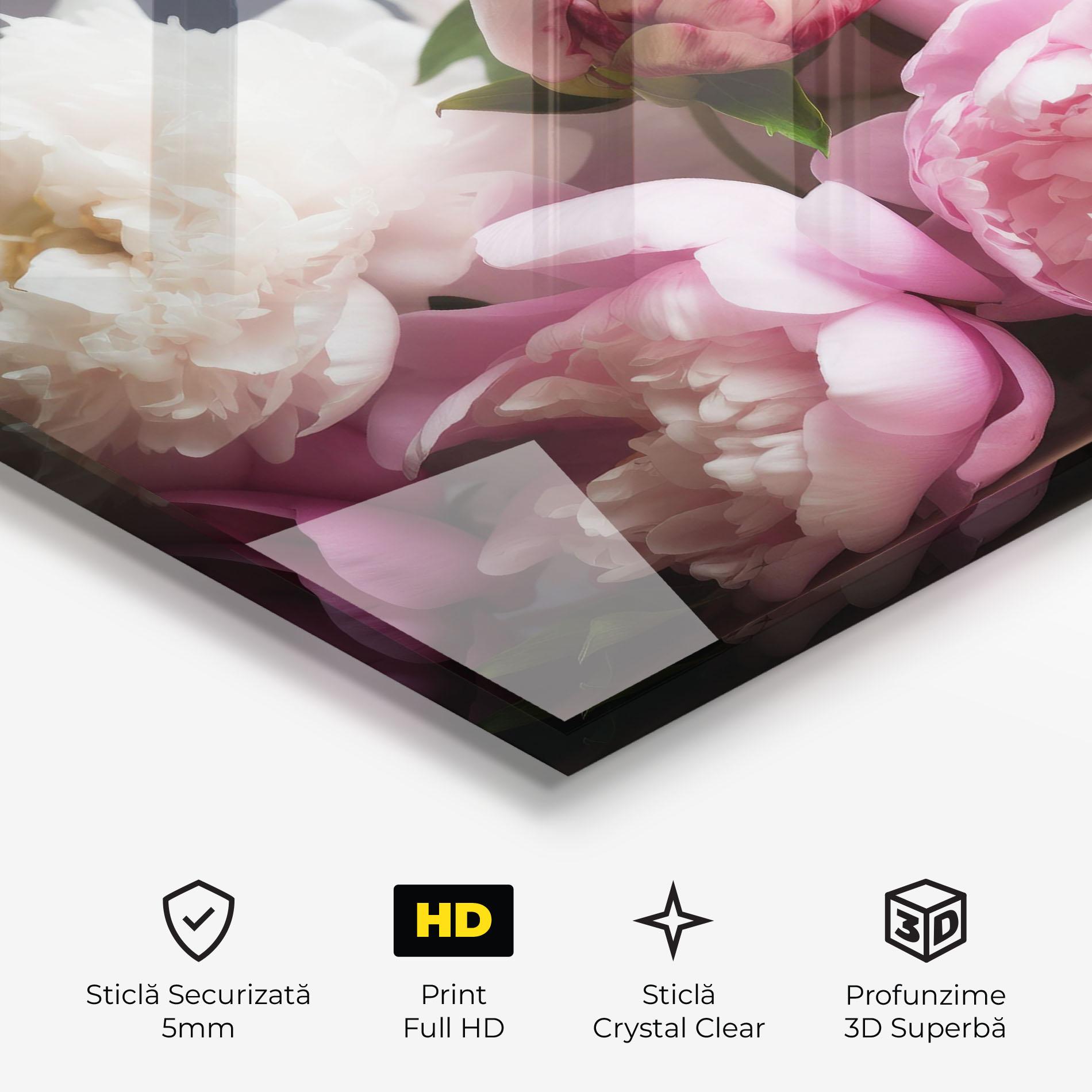 Tablou Sticla Peonies With Grey mockup 3