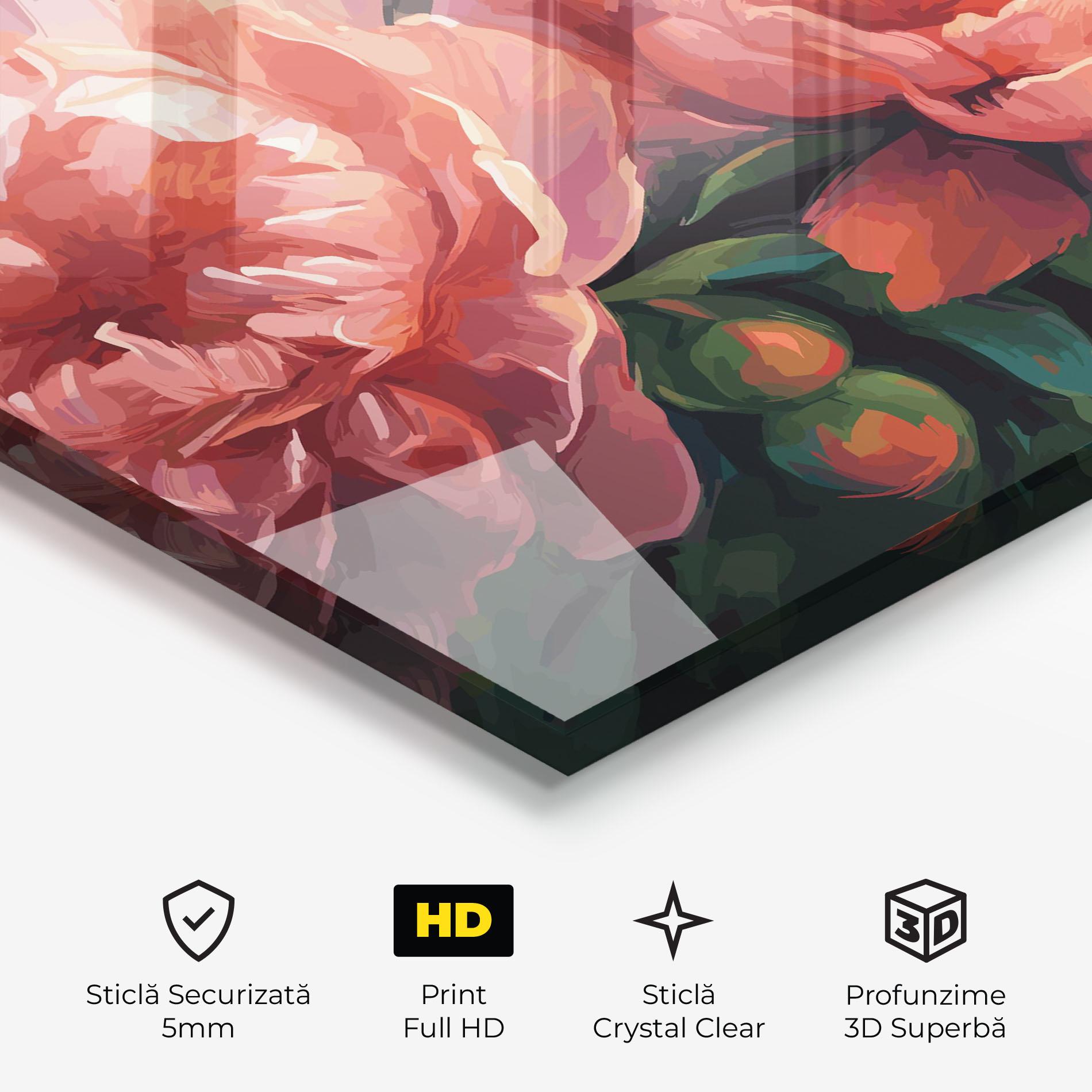 Tablou Sticla Peony Buds Painting mockup 3