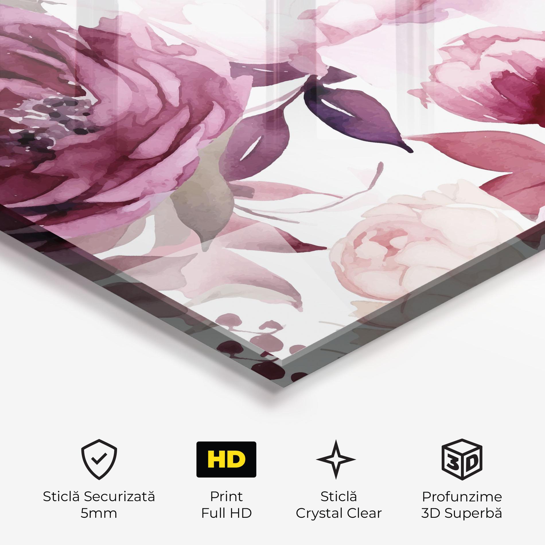 Tablou Sticla Peony Pink Purple mockup 3