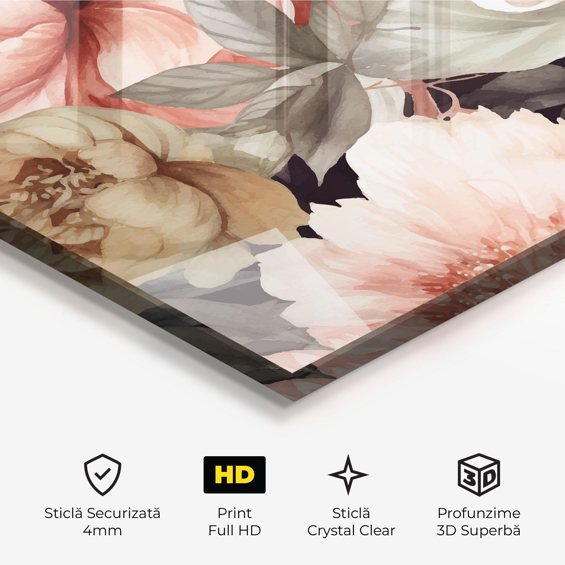 Tablou Sticla Cream Pink Peony mockup 3