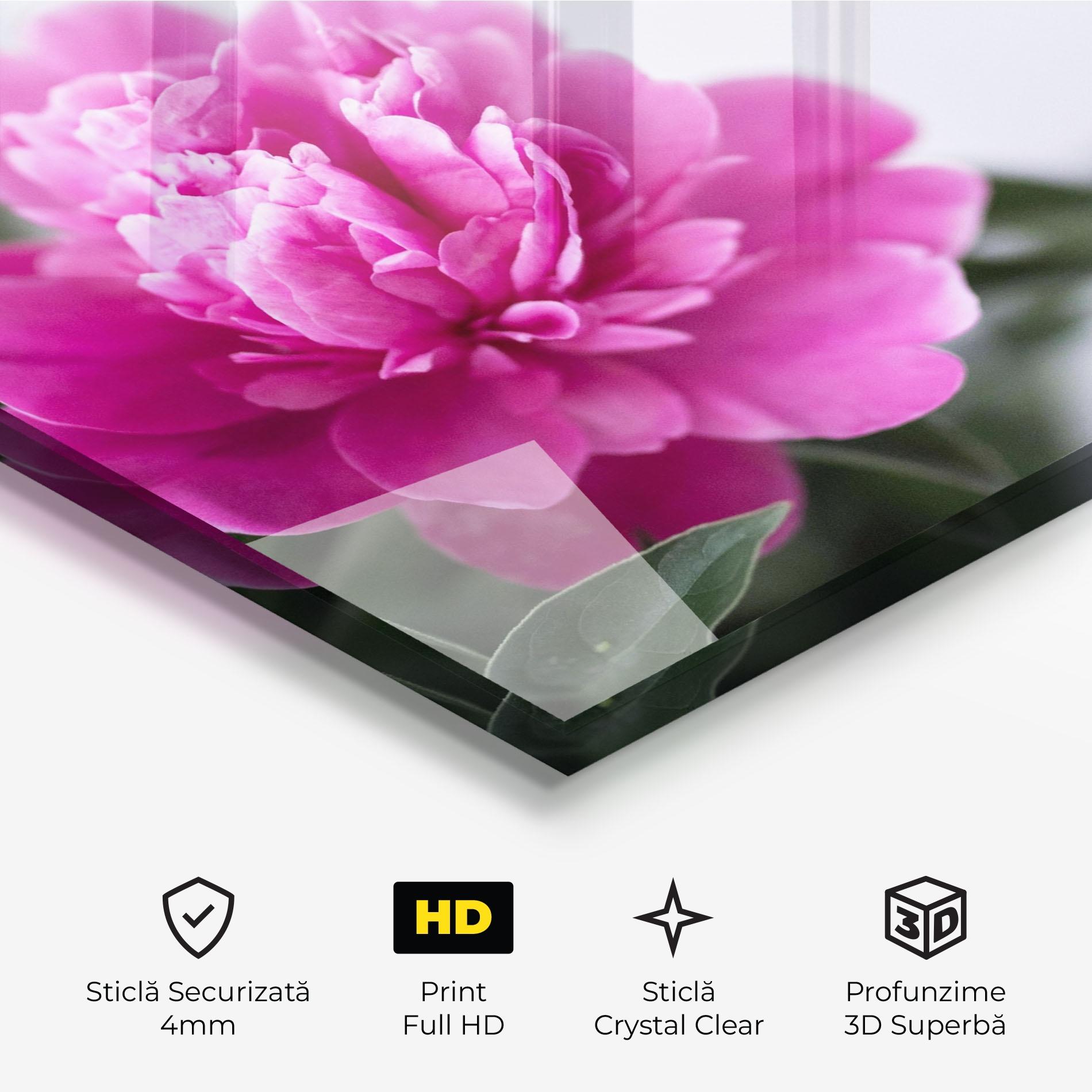 Tablou Sticla Dark Pink Peony mockup 3