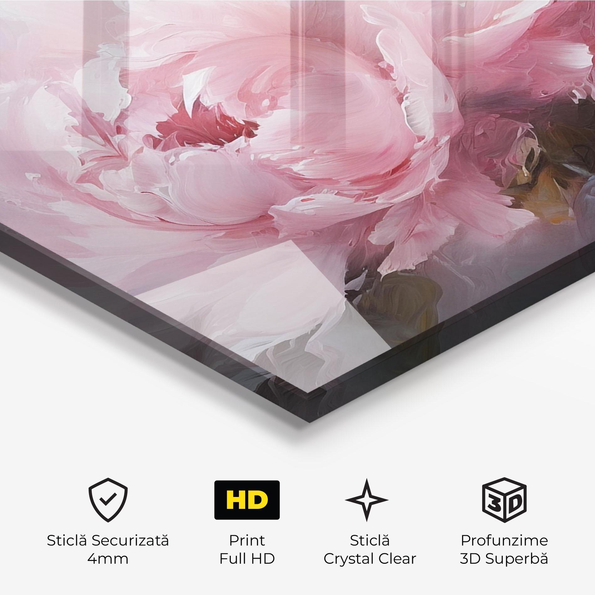 Tablou Sticla Dreamy Painting Peony mockup 3