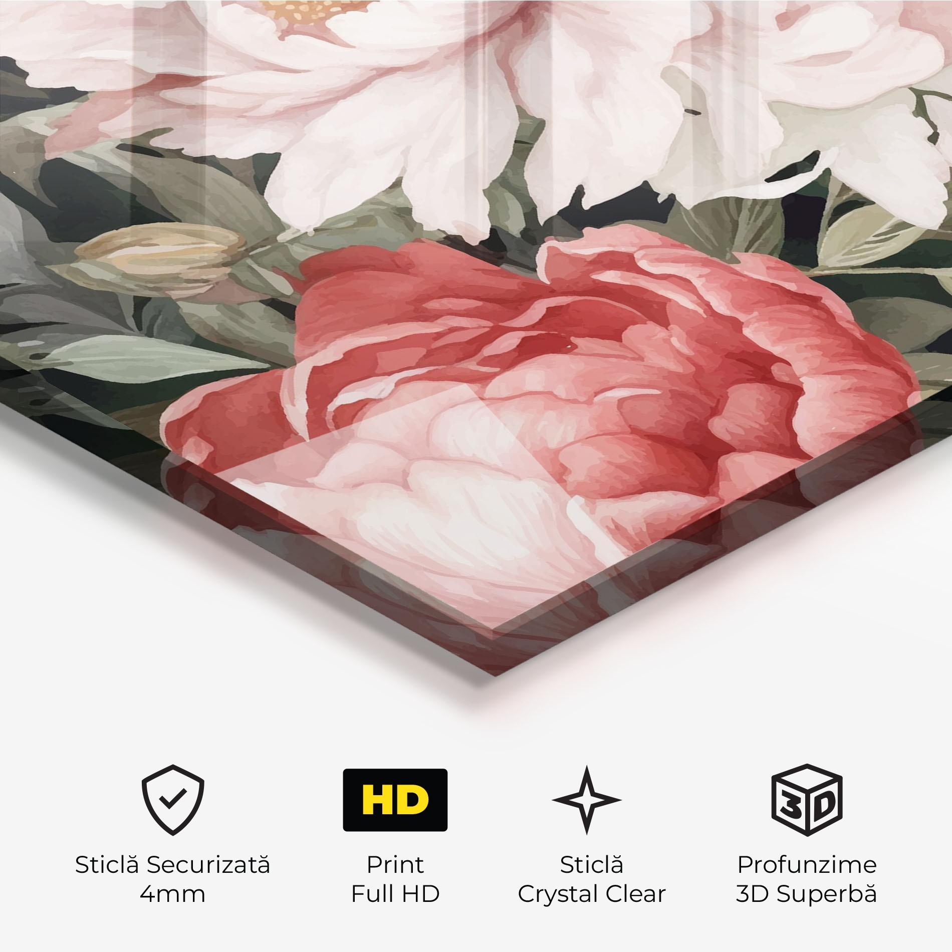 Tablou Sticla Light Peony Art mockup 3