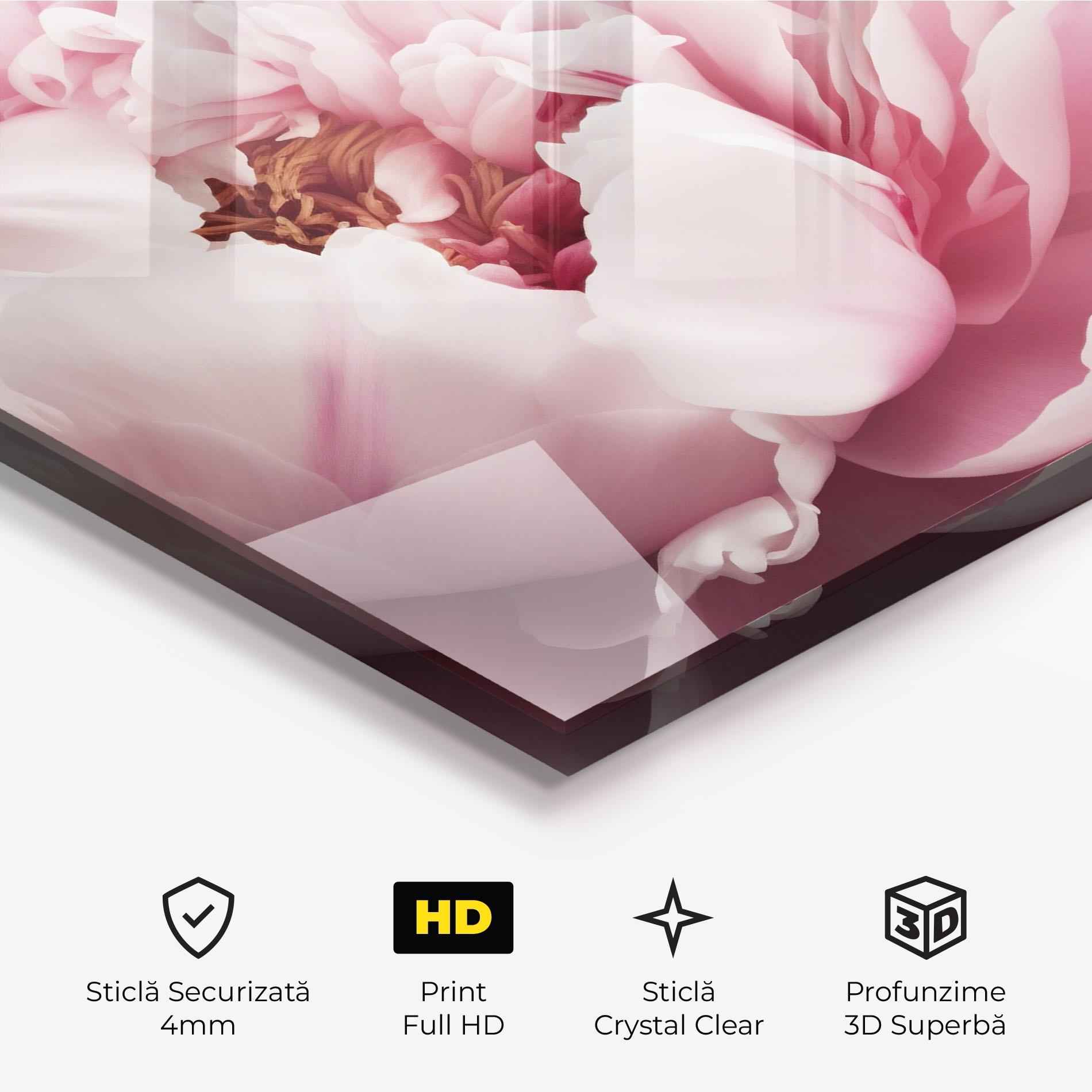 Tablou Sticla Pastel Peony Petals mockup 3
