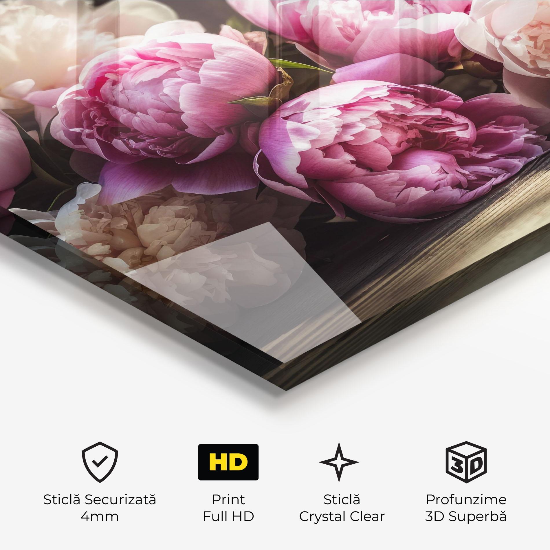 Tablou Sticla Peonies On The Table mockup 3