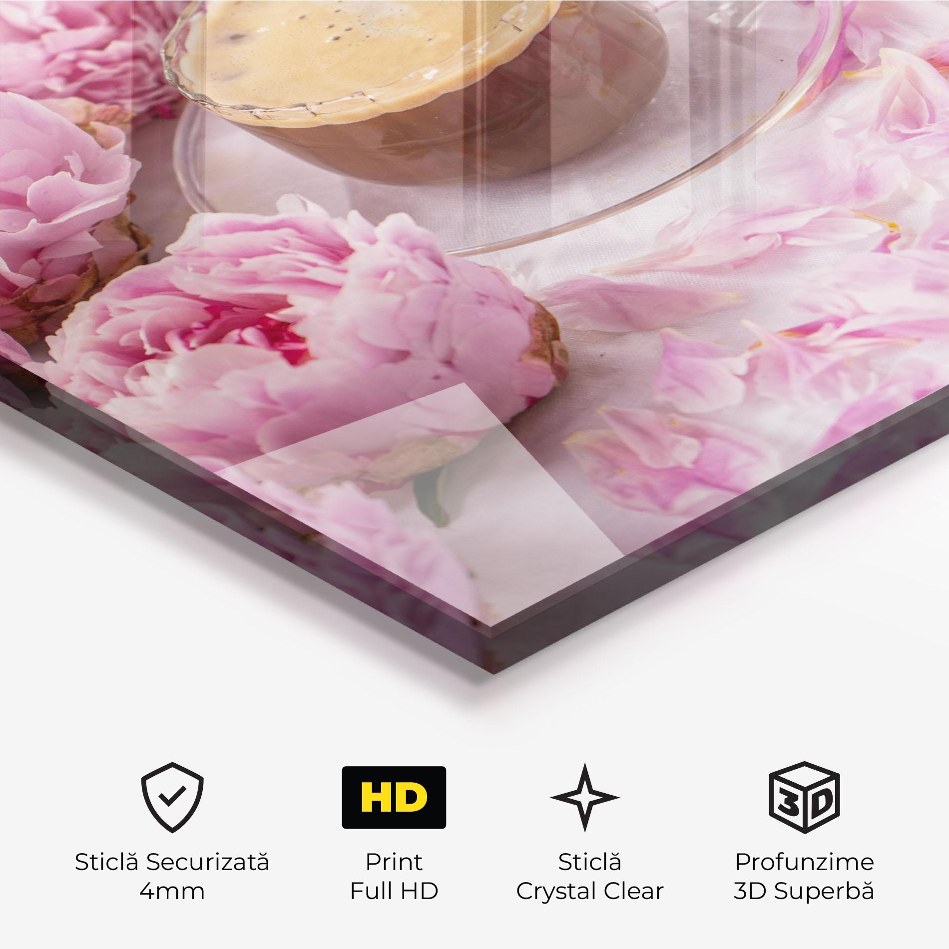 Tablou Sticla Peony And Coffee mockup 3