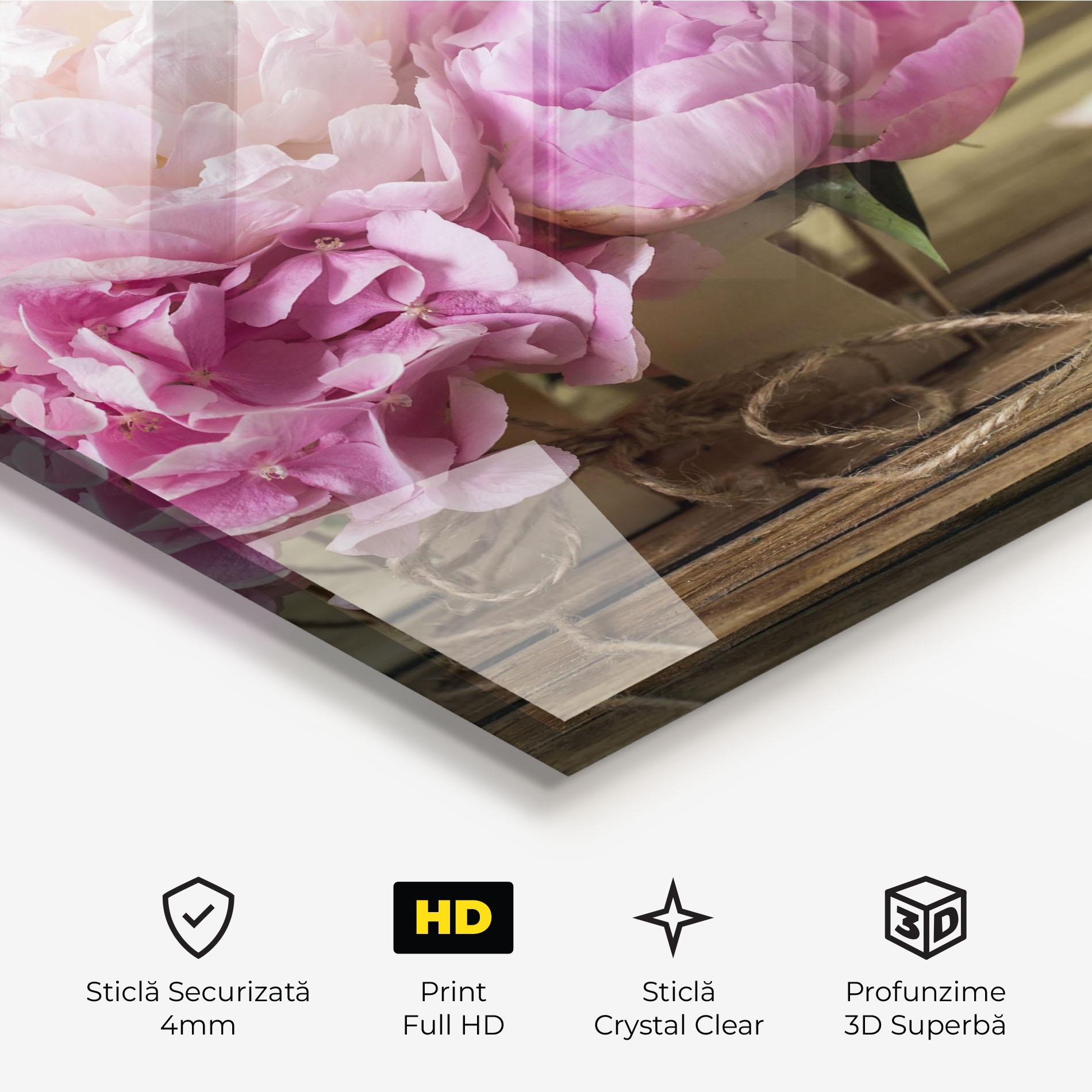 Tablou Sticla Peony On Table mockup 3