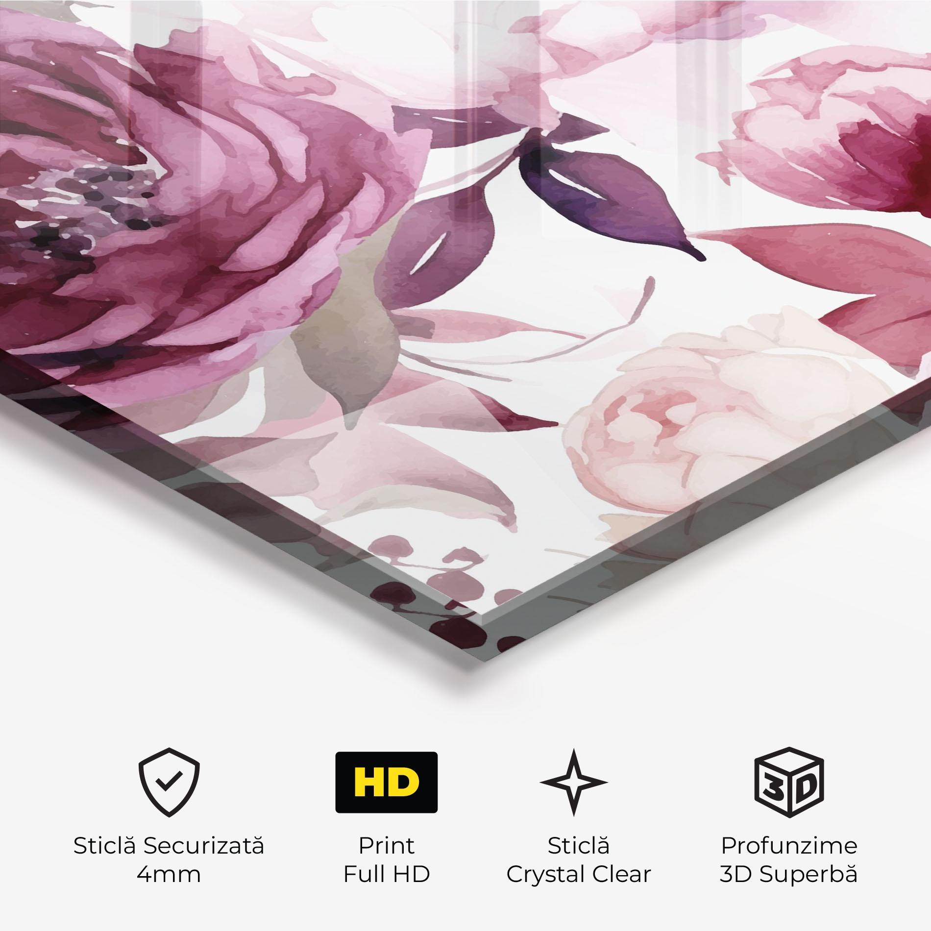 Tablou Sticla Peony Pink Purple mockup 3