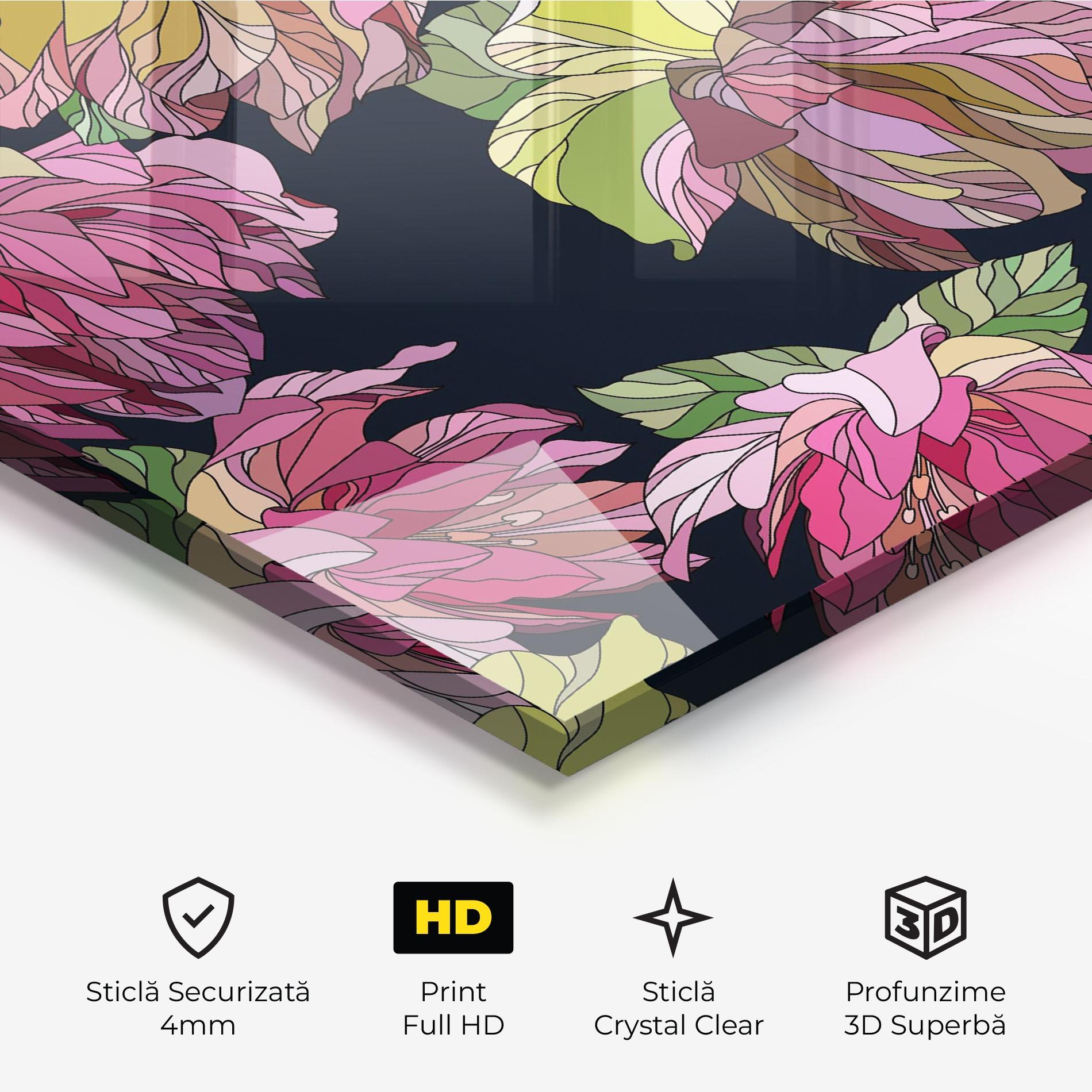 Tablou Sticla Pretty Peony Art mockup 3
