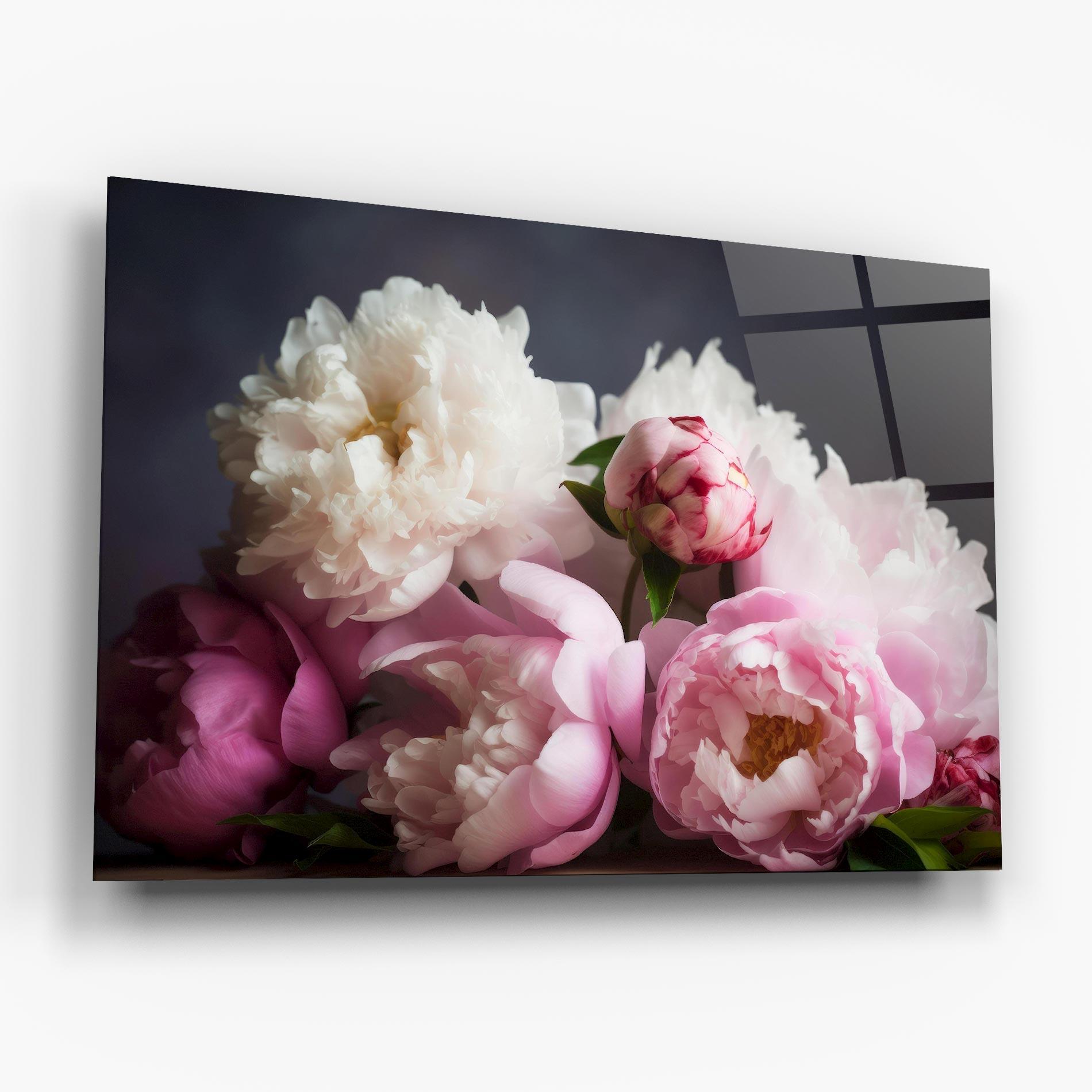 Tablou Sticla Peonies With Grey mockup 6