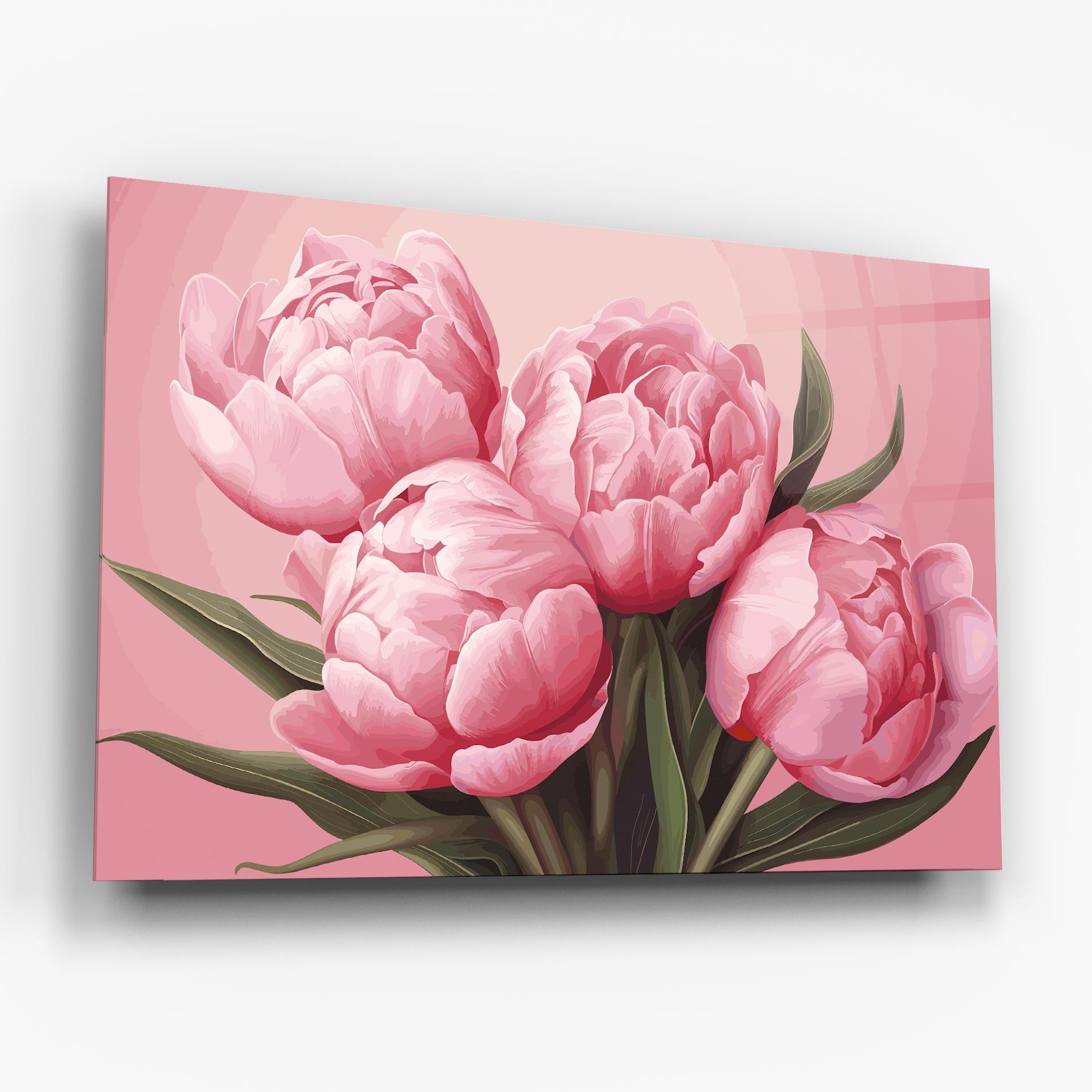 Tablou Sticla Peony On Pink mockup 6