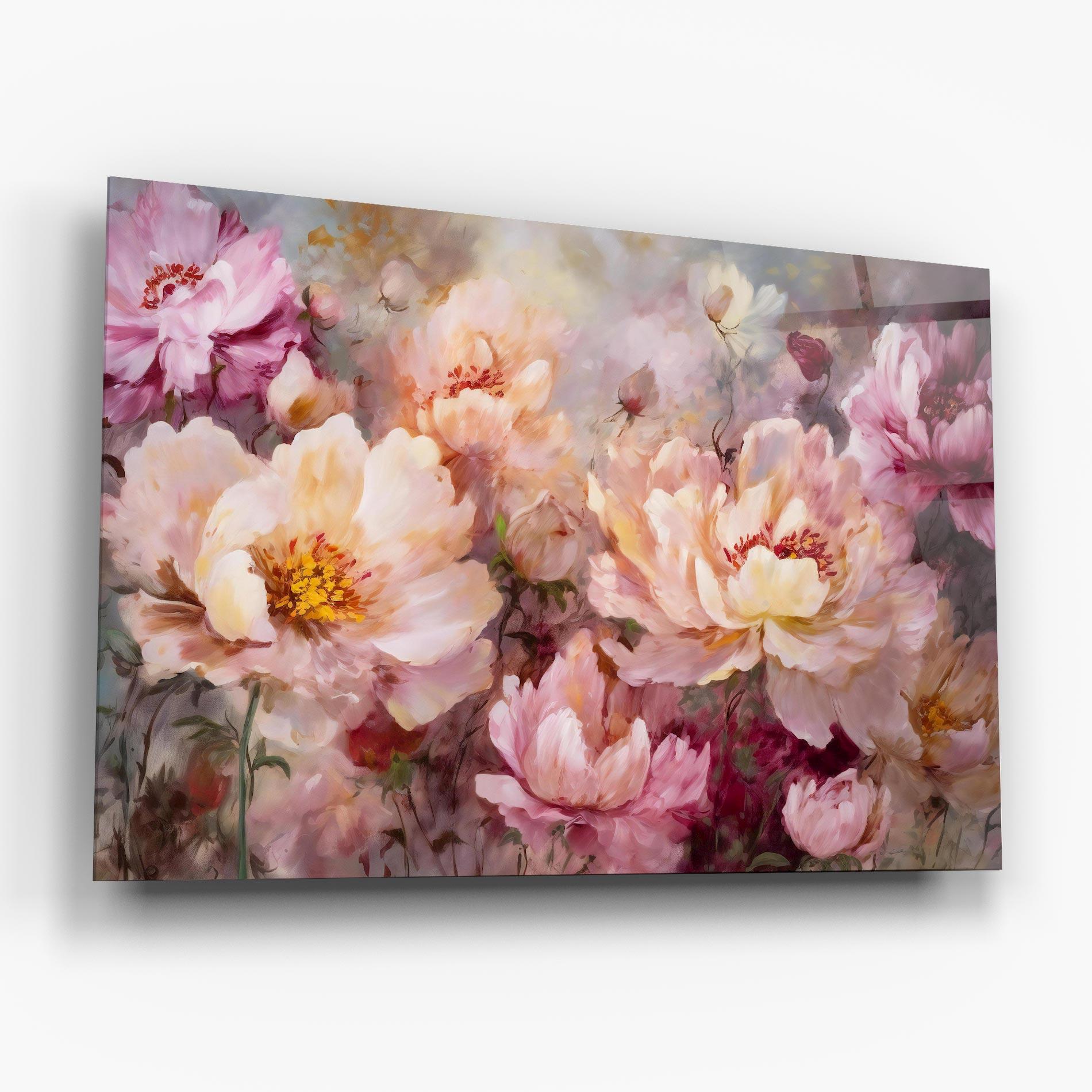 Tablou Sticla Peony Painting Art mockup 6