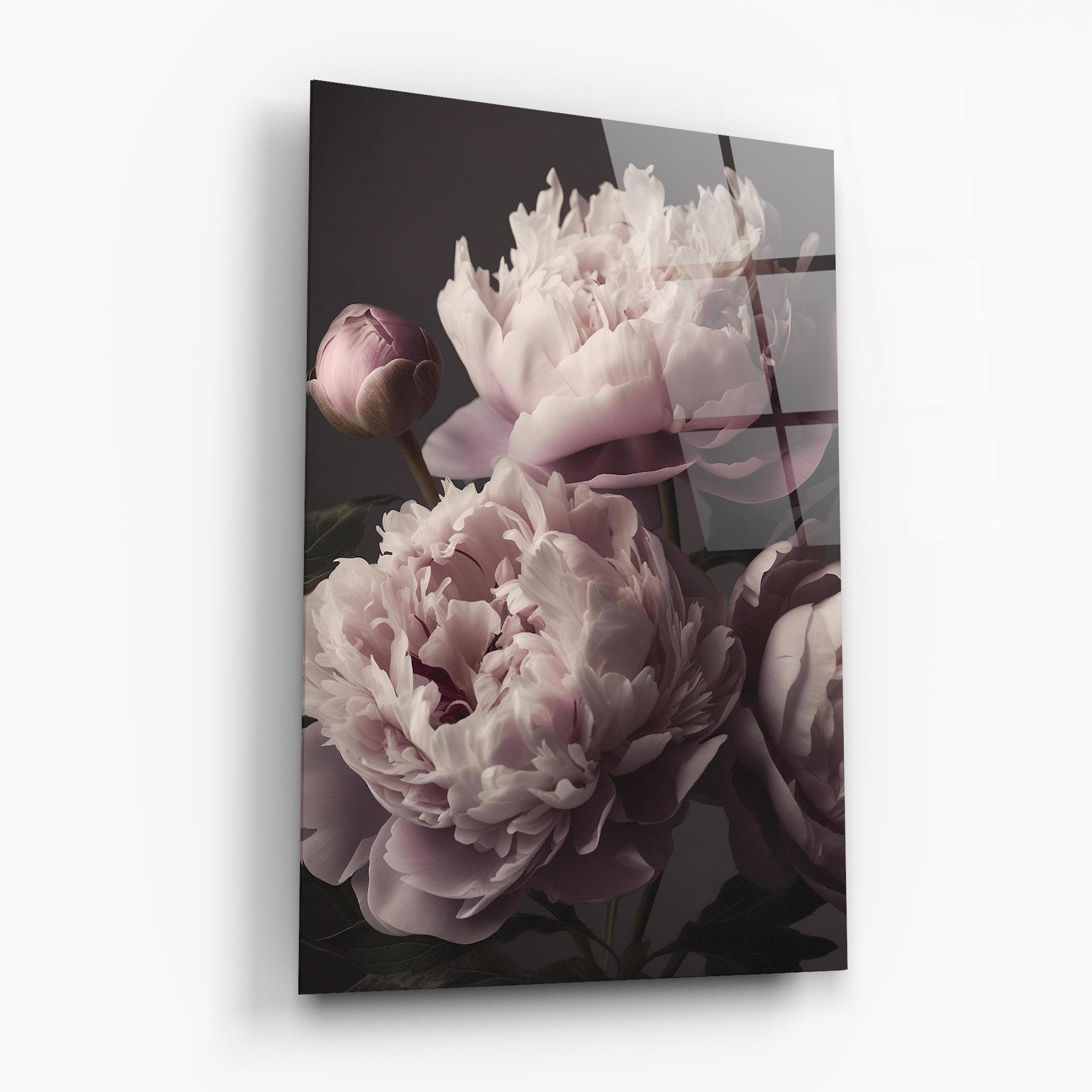 Tablou Sticla Grey Pastel Pink Peony mockup 6