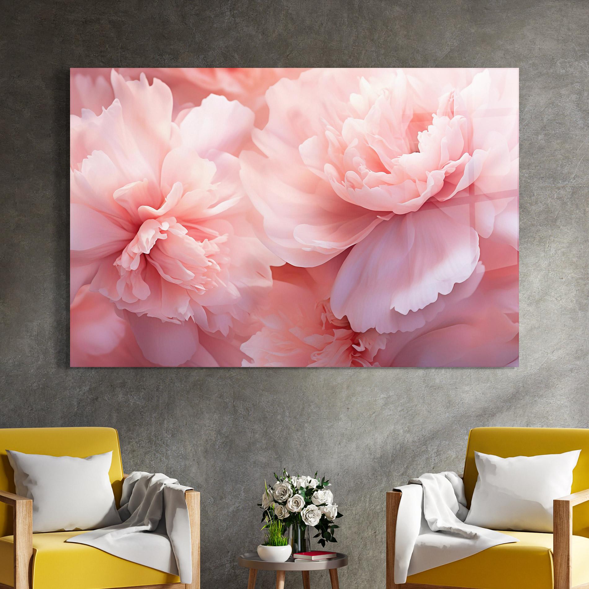 Tablou Sticla Close Up Dreamy Peony mockup 4