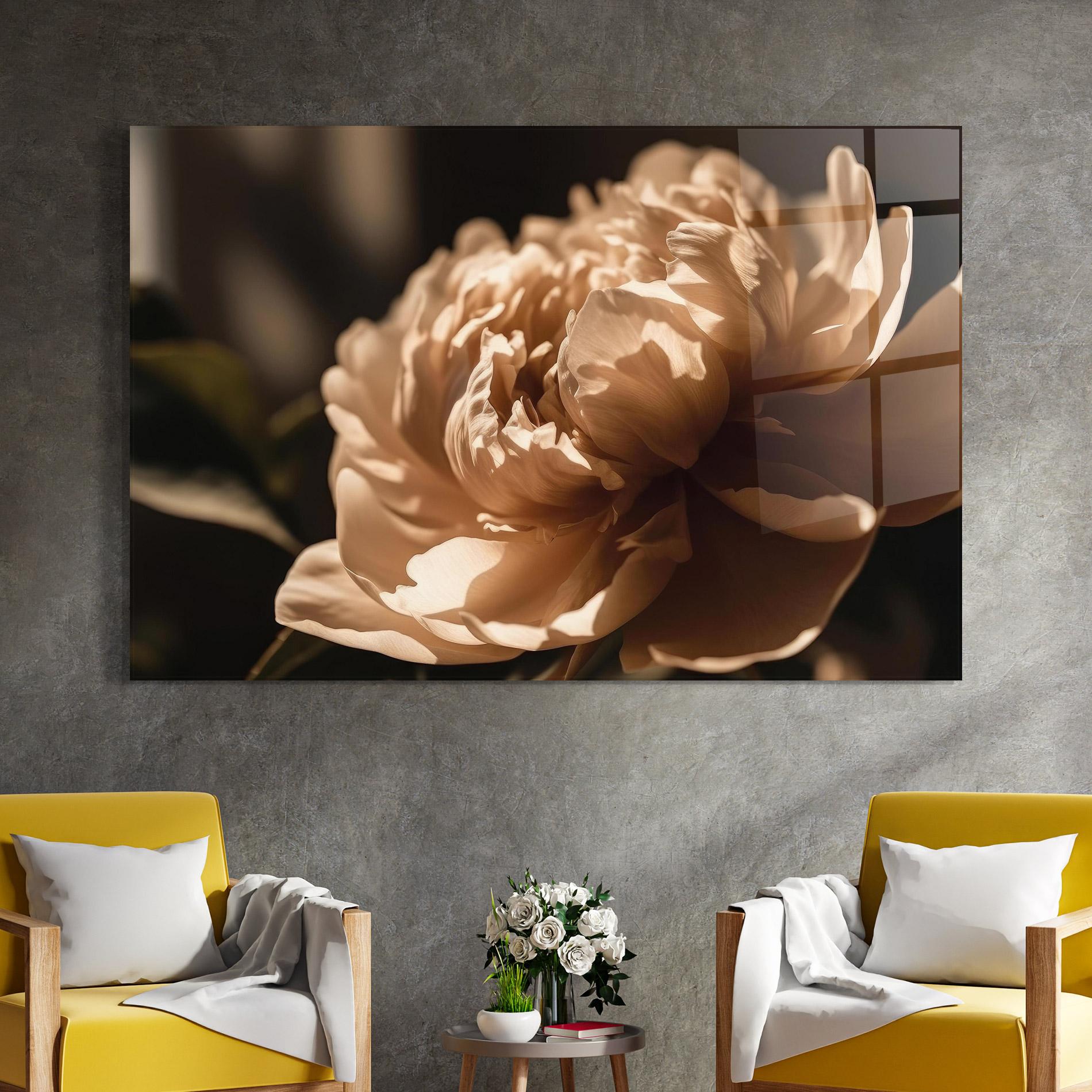 Tablou Sticla Cream Peony mockup 4