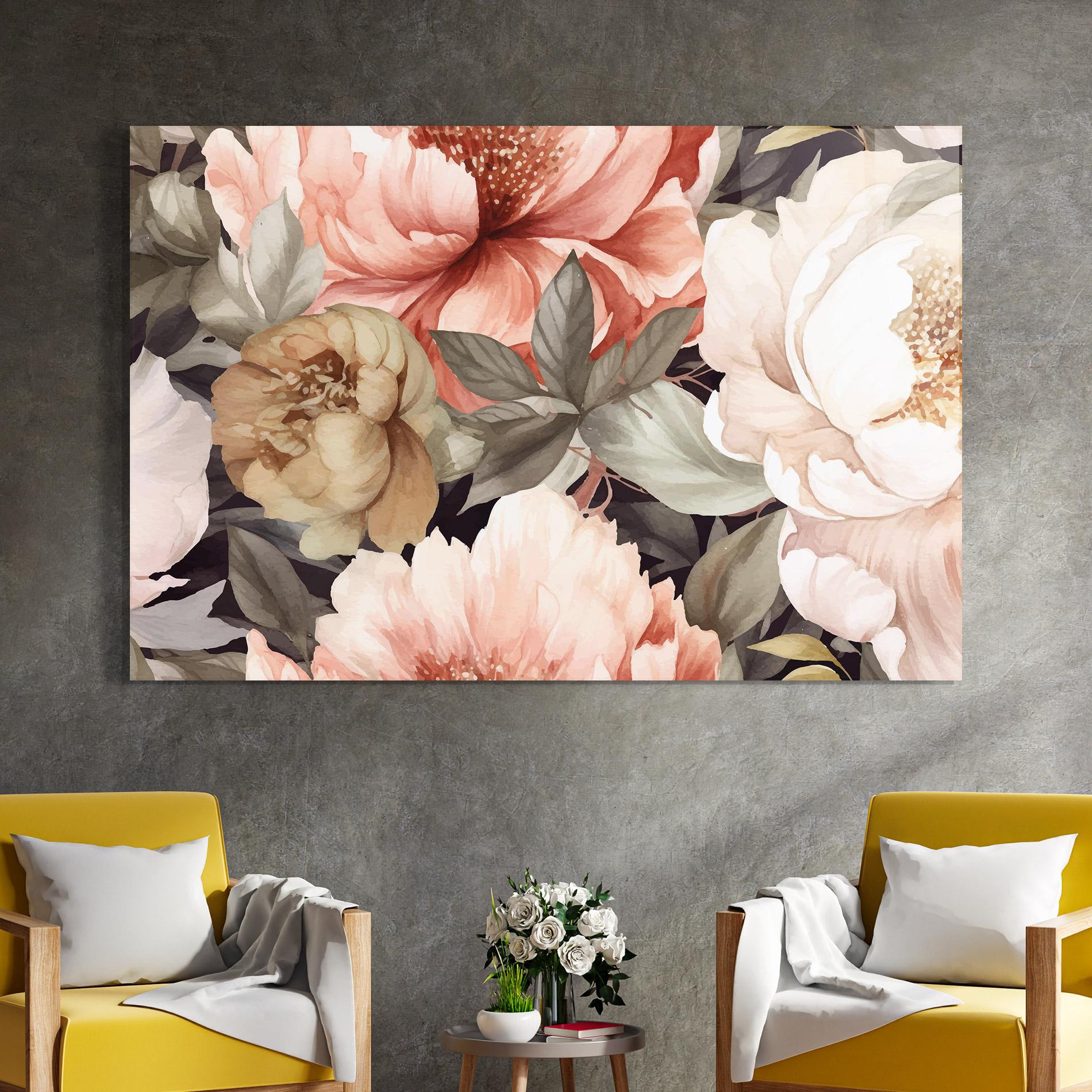 Tablou Sticla Cream Pink Peony mockup 4