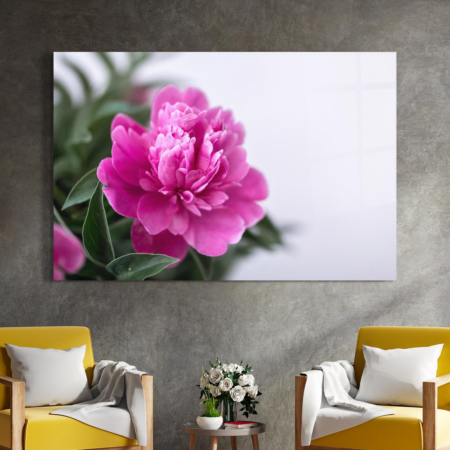 Tablou Sticla Dark Pink Peony mockup 4