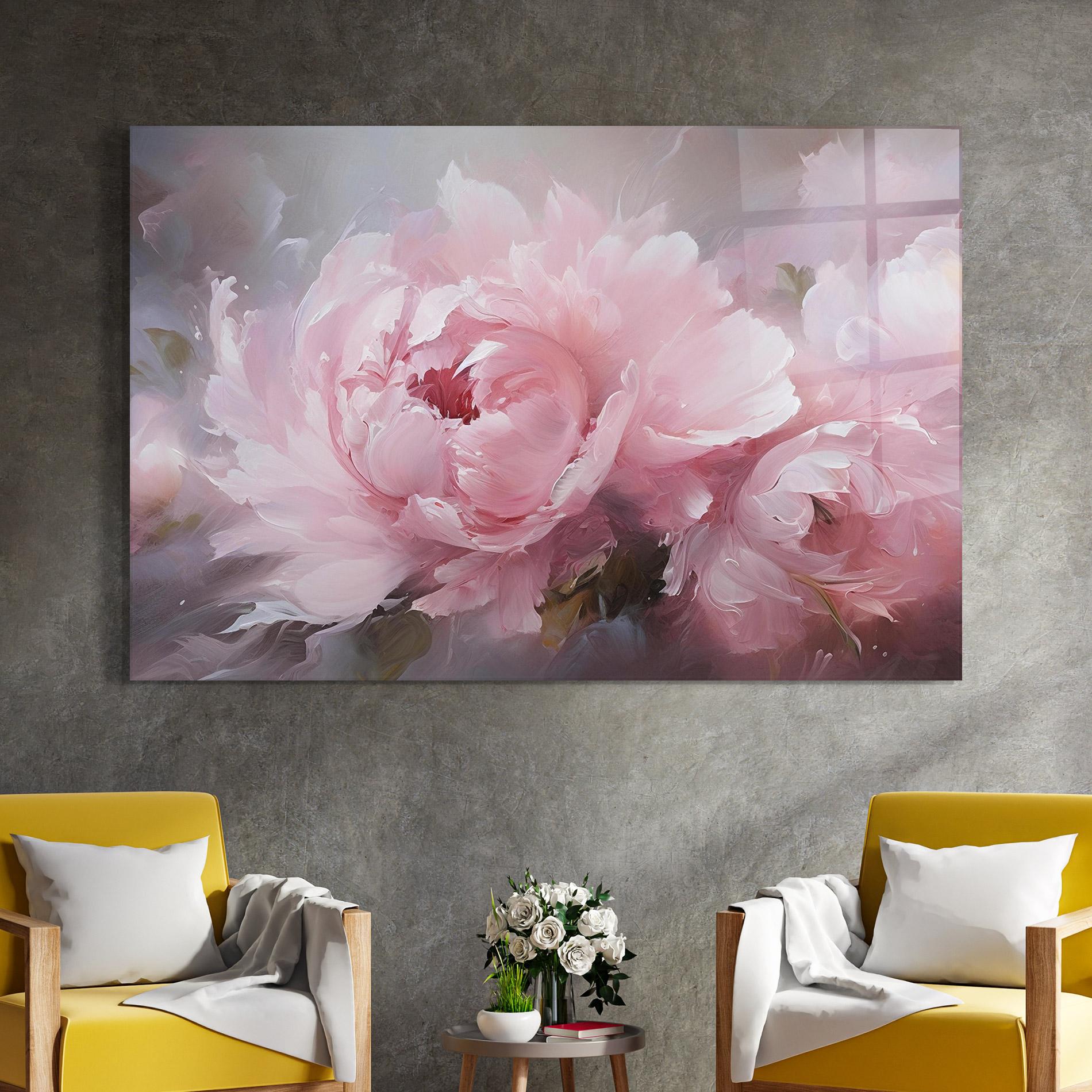 Tablou Sticla Dreamy Painting Peony mockup 4