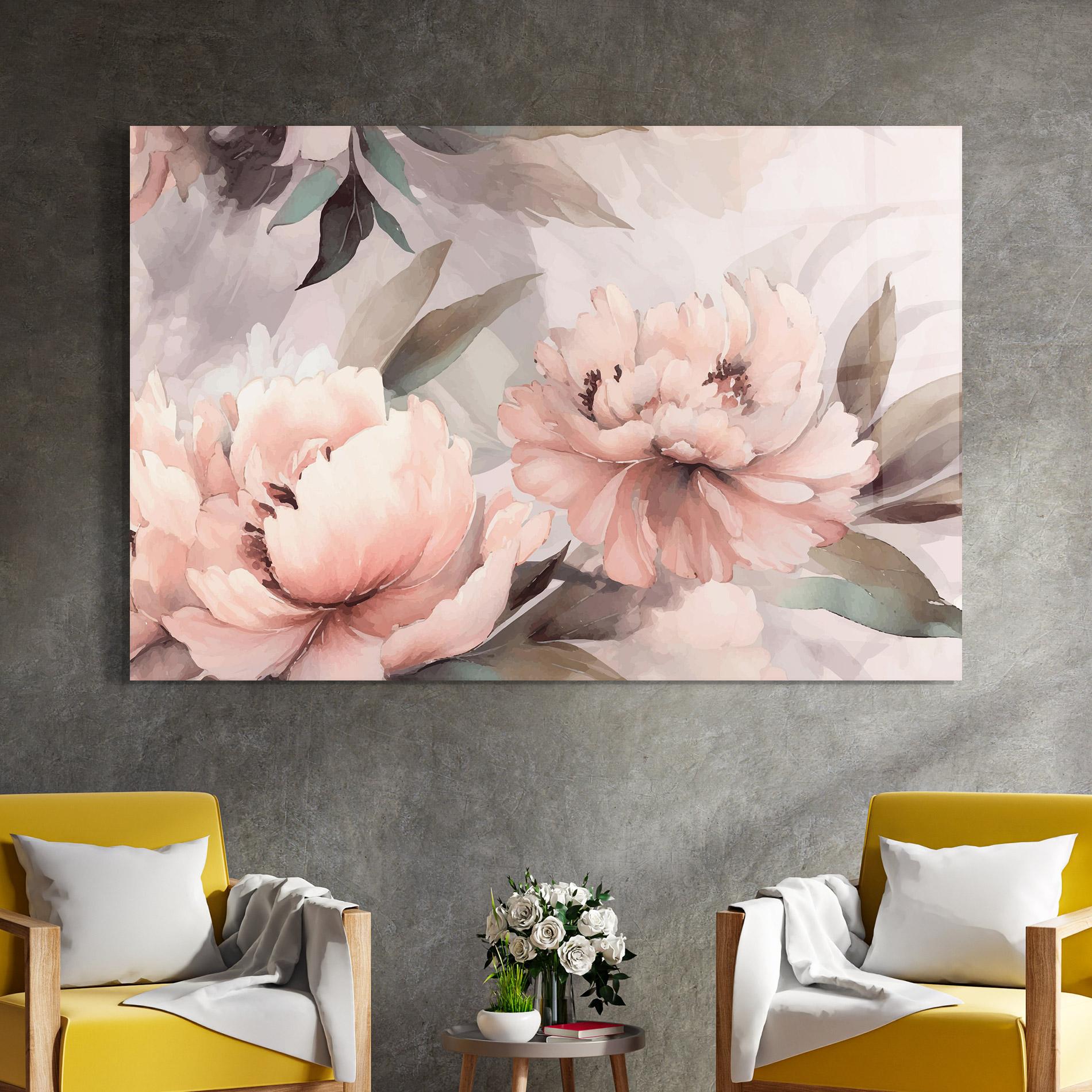 Tablou Sticla Dreamy Peony Art mockup 4
