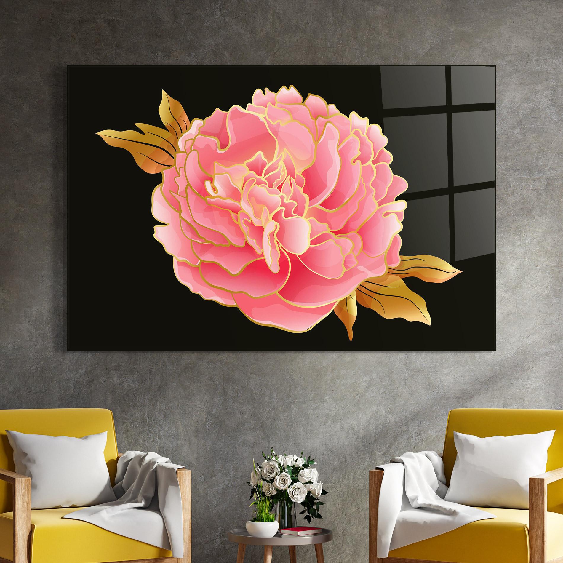 Tablou Sticla Gold Pinkk Peony mockup 4